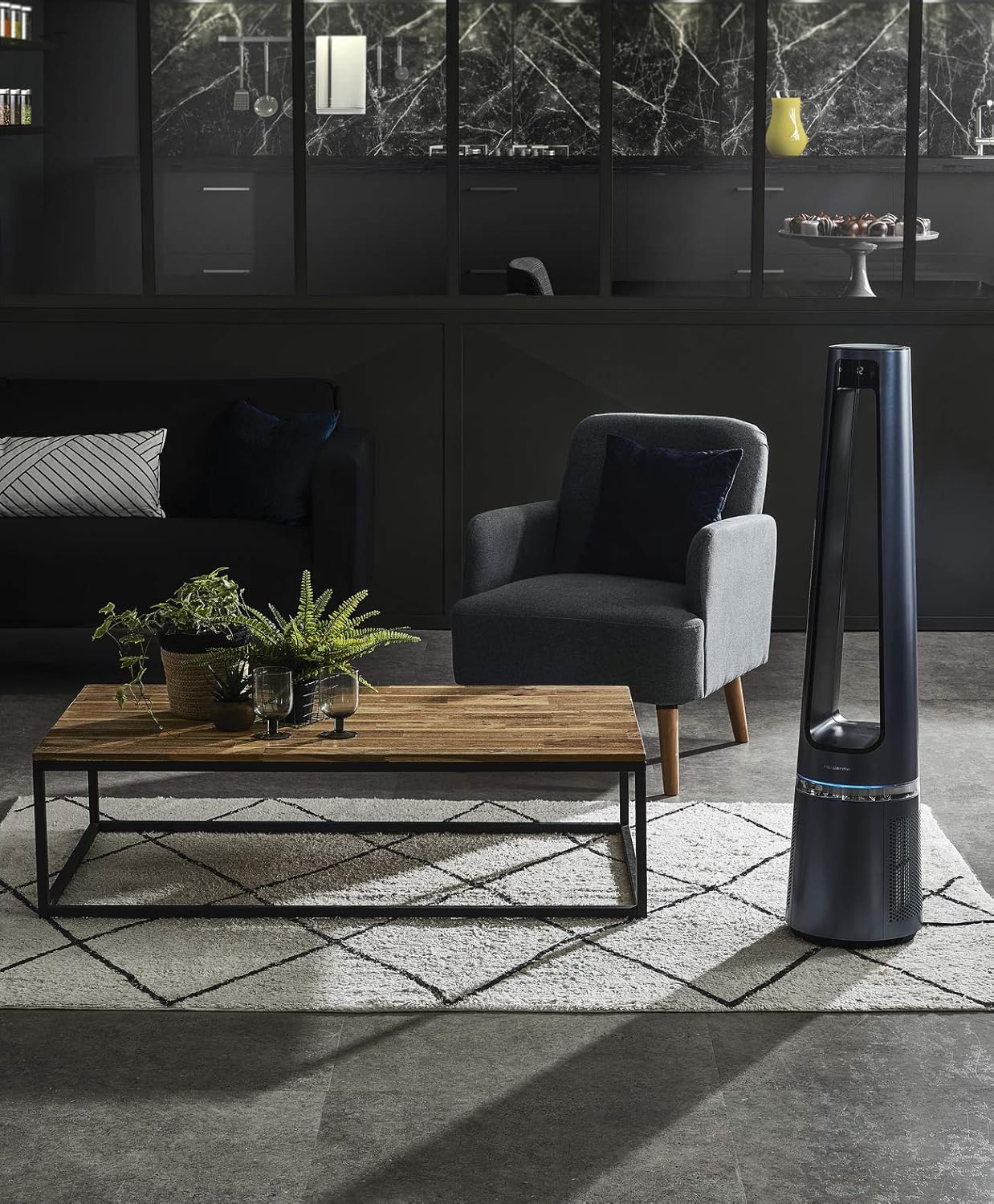 Rowenta QU5062 Eclipse 3in1 Luftreiniger | Heizlüfter | Ventilator | filtert 99,9% der Partikel | für 30 m2 Raumgre | schnelle Heizung bis zu 35°C | automatischer Tag- und Nachtmodus | Schwarz/Grau