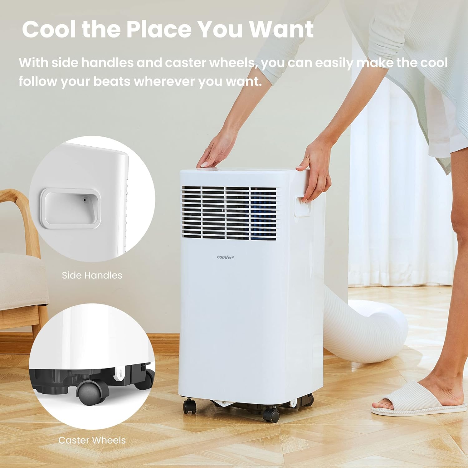 Comfee Mobiles Klimagert Easy Cool 2.0, 7000 BTU 2,0kW, Kühlen&Ventilieren&Entfeuchten, Raumgre bis 68m(25㎡), APP-Steuerung/Alexa/Google Home/IFTTT, Mobile Klimaanlage mit Abluftschlauch