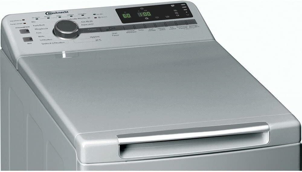 Bauknecht WMT Silver 6513 D4 Toplader-Waschmaschine/ 6,5 kg/ 1300 UpM/Vollwasserschutz/Autom.-Trommelpositionierung/SoftOpening/ 15° Green&Clean/Kurz 30/ Aqua Saver/Extra Spülen/Startzeitvorwahl