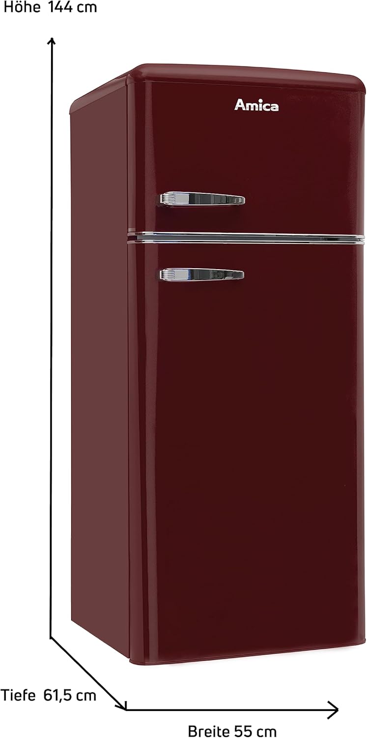 Amica KGC 15632 T Retro Kühl-/Gefrierkombination / Ice Blue (Türkis) / 144cm (H) x 55cm (B) x 62cm (T) / Retro-Design / Kühlschrank mit Gefrierfach