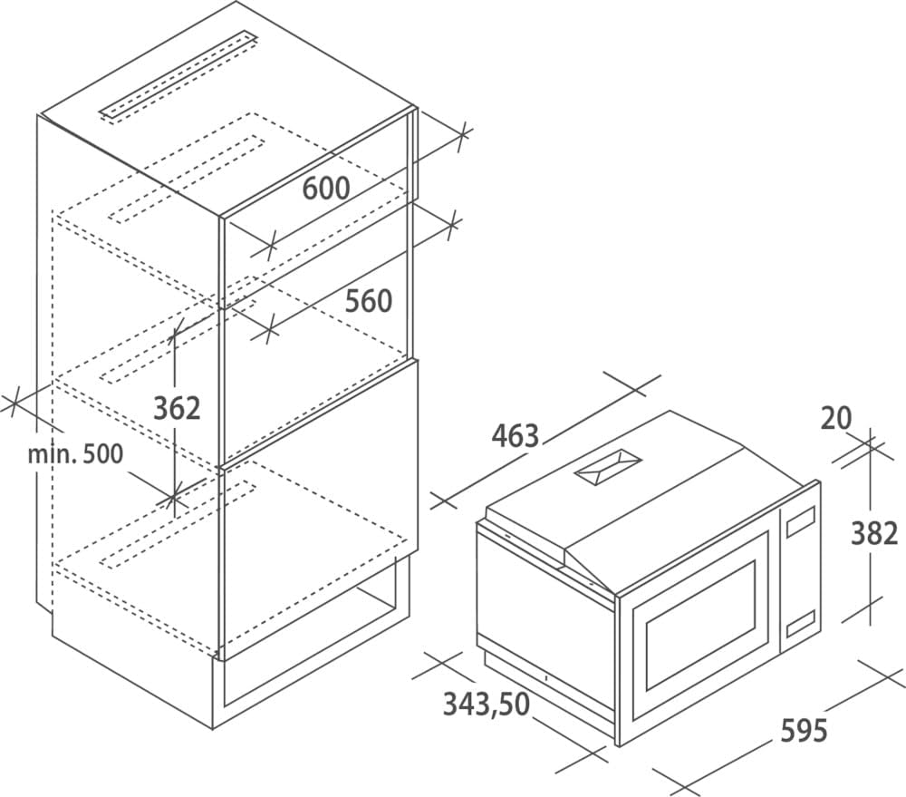 Candy MIC 201 EX Einbau-Mikrowelle / Volumen: 20 Liter / Mikrowelle: 800W / Grill: 1000W, Metallisch