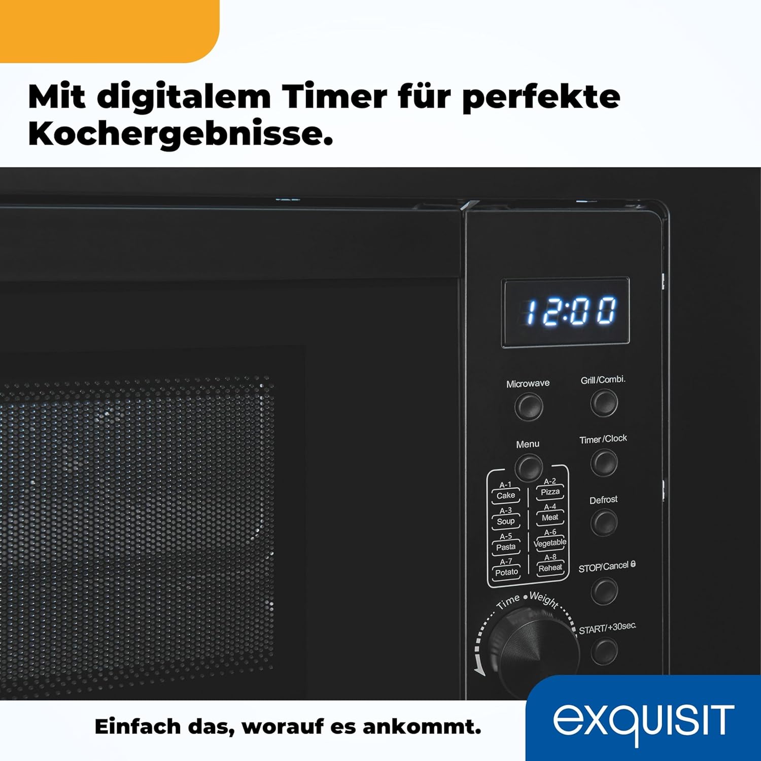 Exquisit Einbaumikrowelle EMW10-020 inox | 800 W Leistung | Kinderleichte Bedienung | Einfacher Einbau | Timer | Drehteller 27cm | Mikrowelle 60 cm | Einbaugerät | Edelstahl