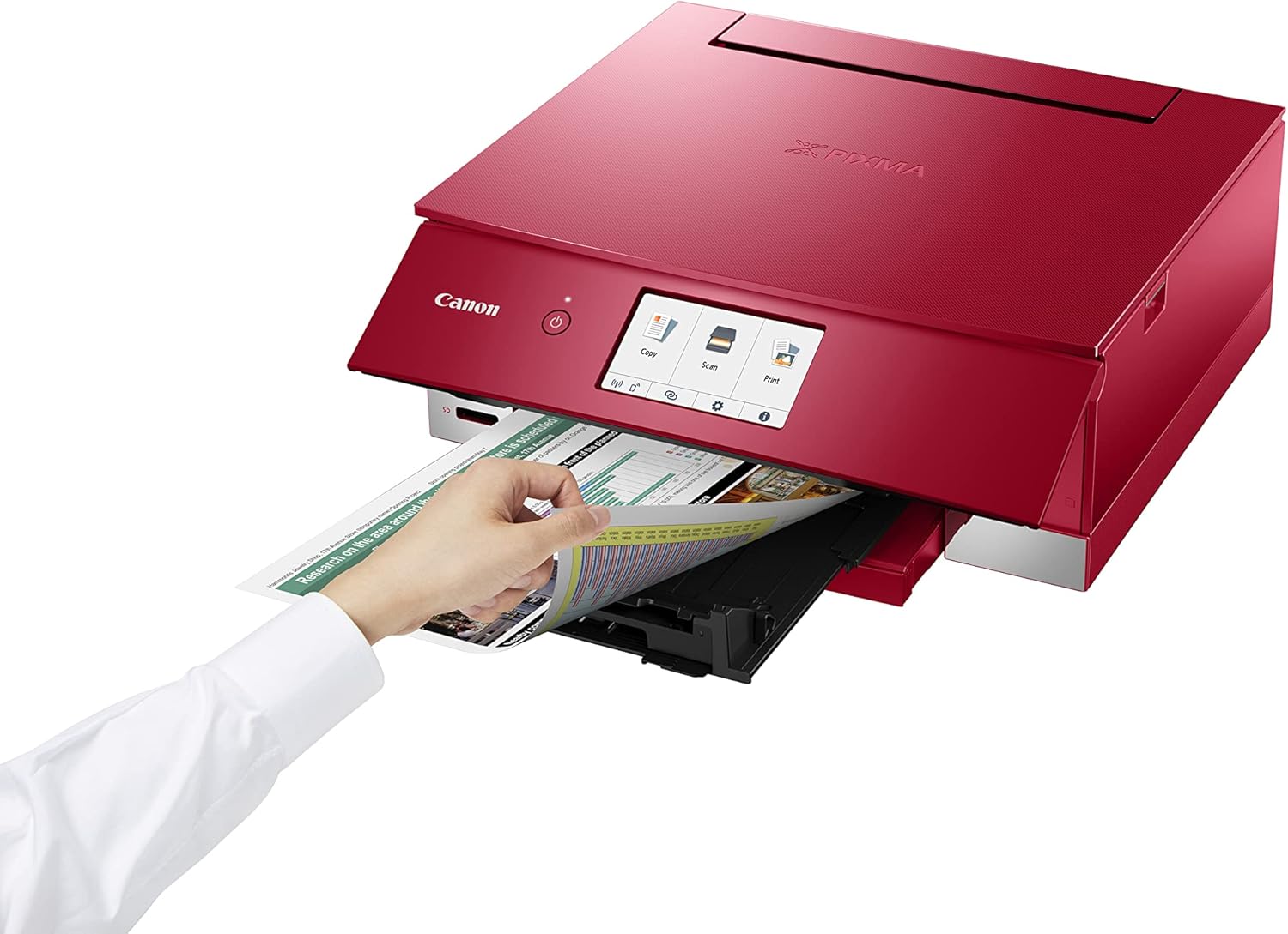 Canon PIXMA TS8351a Drucker Farbtintenstrahl Multifunktionsgerät DIN A4 (Scanner, Kopierer, 4.800 x 1.200 dpi, 6 separate Tinten, USB, WLAN, AirPrint, Duplexdruck, 2 Papierzuführungen, 5 GHz), weiß