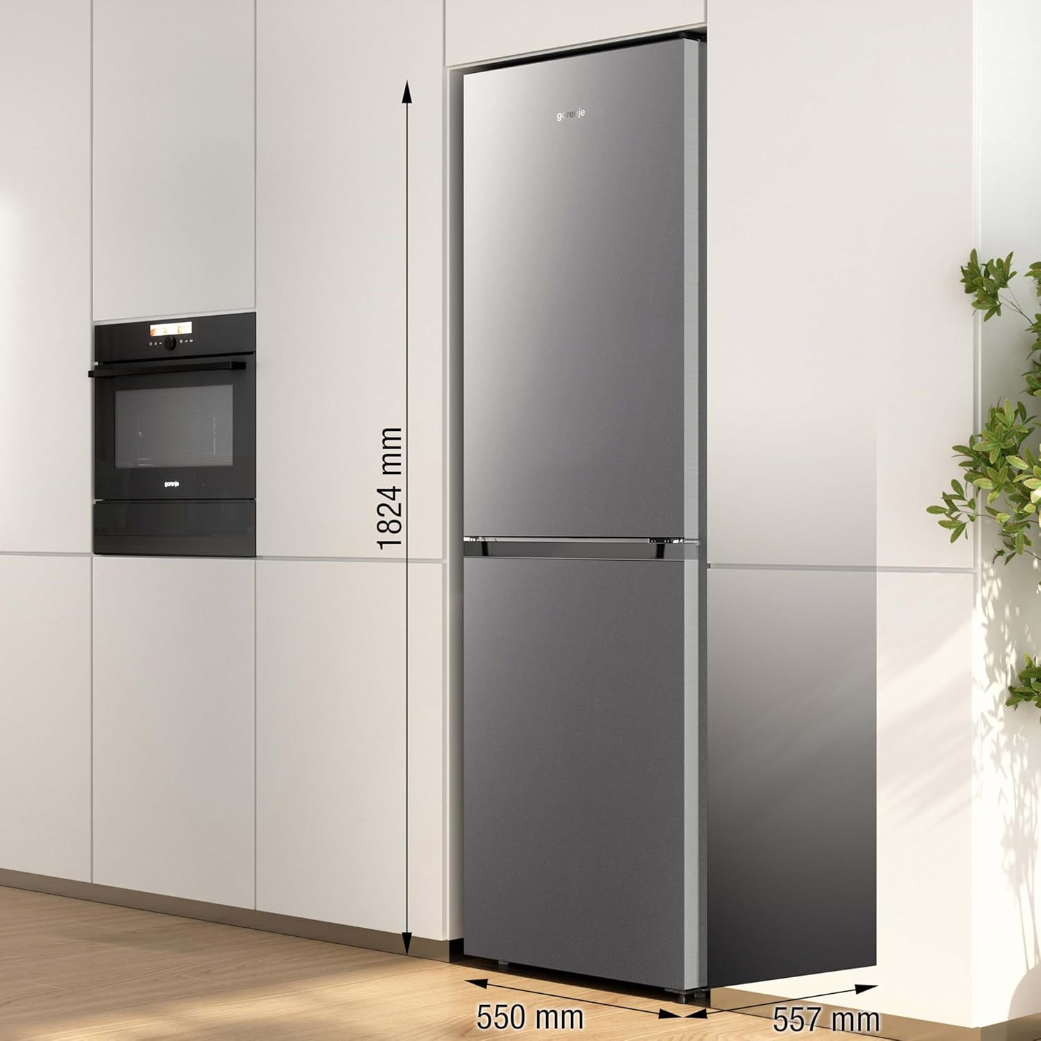 Gorenje N 619EAXL4 Kühl-Gefrier-Kombination/ LED Display/ 186 cm/ 300 l/ NoFrostPLus/ Gemüsefach mit Feuchteregler/ FastFreeze/ edelstahl