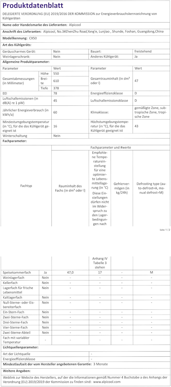 Alpicool CF55 55 Liter Kühlbox 12V tragbarer Mini-Kühlschrank elektrische Gefrierbox klein Gefrierschrank für Auto Camping, LKW, Boot und Steckdose mit USB-Anschluss, -20℃ bis 20℃