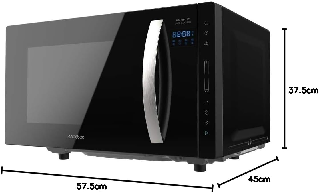 Cecotec Touch-Mikrowelle ohne Teller GrandHeat 2500 Flatbed Touch White. 800 W, 25 Liter Fassungsvermögen, 8 vorkonfigurierte Funktionen, Timer