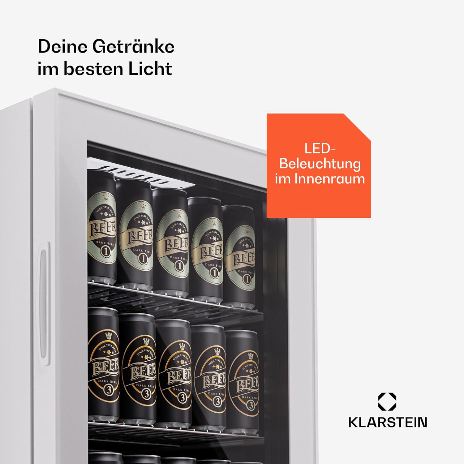 Klarstein Mini Kühlschrank mit Glastür für Zimmer, Getrnkekühlschrank mit Verstellbaren Ablagen, Kleiner 80 Liter, Indoor/Outdoor Kühlschrank Leise