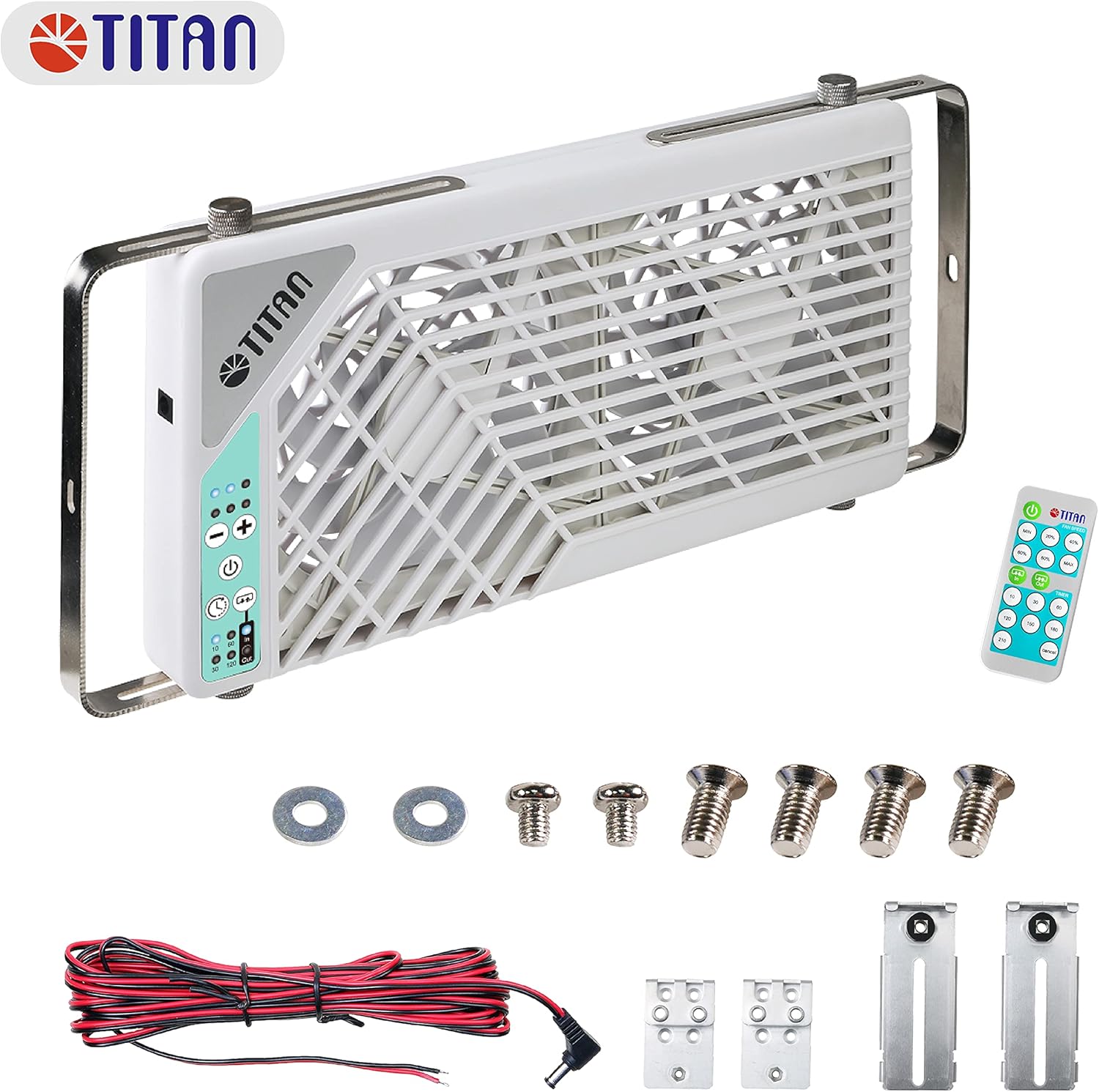 TITAN Leiser Dachventilator, 12 V Gleichstrom, 140 mm, doppelt, wendbar, Dachfensterventilator mit kabelloser Steuerung für Wohnmobil, Wohnmobil, TTC-SC21/V3