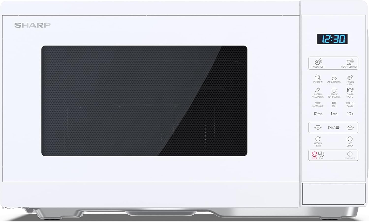 SHARP MG81ES Mikrowelle mit Grill (Mikrowelle: 900W, Grill: 1100W, 11 Leistungsstufen, Auftaufunktion, Abmessungen: 512x300x396cm, Emaille-Keramik-Garraum mit antibakteriellen Eigenschaften), silber