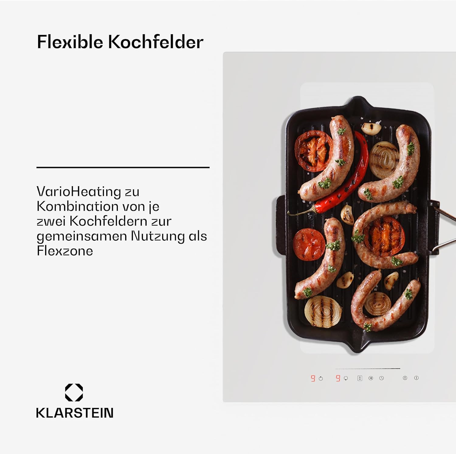 Klarstein 2-in-1 Induktionskochfeld mit Dunstabzug, Induktionskochfeld mit Abluft & Ventilator, 4-Zonen-Kochfeld, Glaskeramik-Einbauherd, Kochfeld mit Dunstabzug, Energieklasse A, 654m³/h Luftstrom
