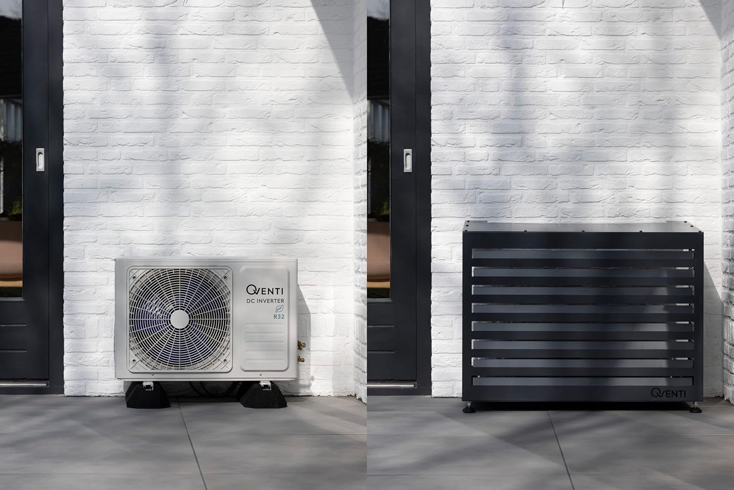 Qventi Abdeckung für Klimaanlage - Anthrazit/Grau - Aluminium - Schutzgitter - Verkleidung - Einfache Montage - Größe S - Außenmaße (LxBxH): 100 x 50 x 75 cm