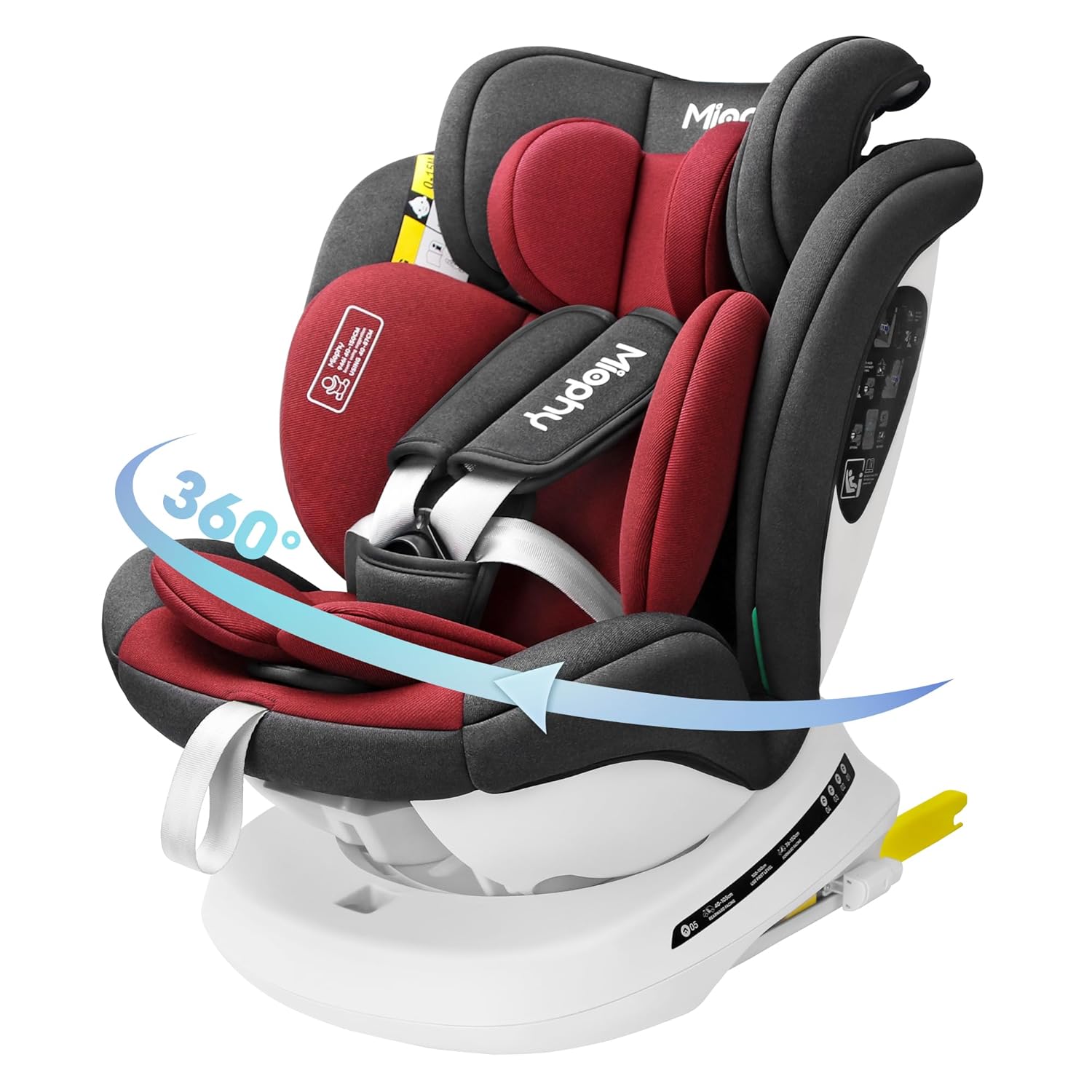 Miophy I-Size 360°drehbar Kindersitz, Gruppe 0+1/2/3, 0-12 Jahre, 40-150 cm, Baby Autositz mit isofix