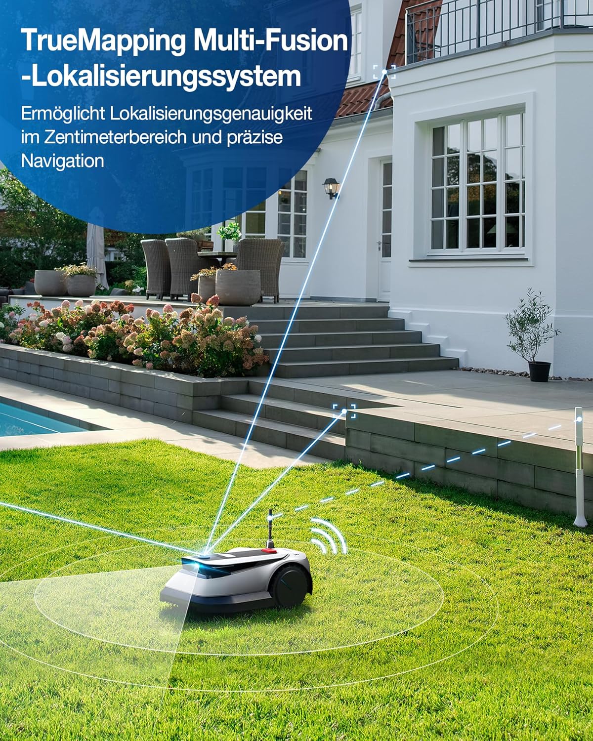 ECOVACS GOAT G1-800 Mhroboter ohne Begrenzungskabel 800㎡, Rasenmher Roboter mit TrueMapping-Multifusionslokalisierung,   Hindernisvermeidung, 16-Zonen-Management, 45% Steigung, Videomanager