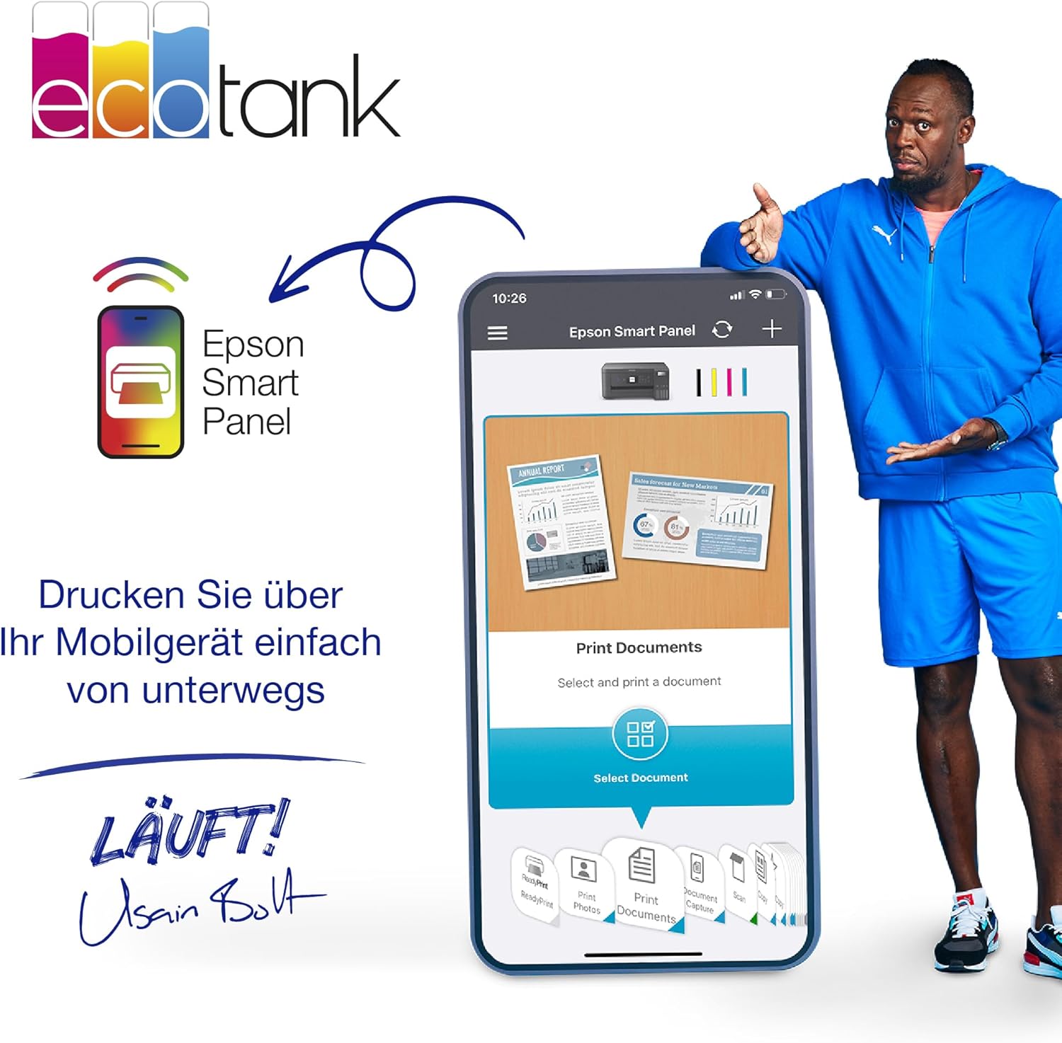 Epson EcoTank ET-4800 A4-Multifunktions-Wi-Fi-Tintentankdrucker, mit einem im Lieferumfang enthaltenen Vorrat an Tinten bis zu 3 Jahren