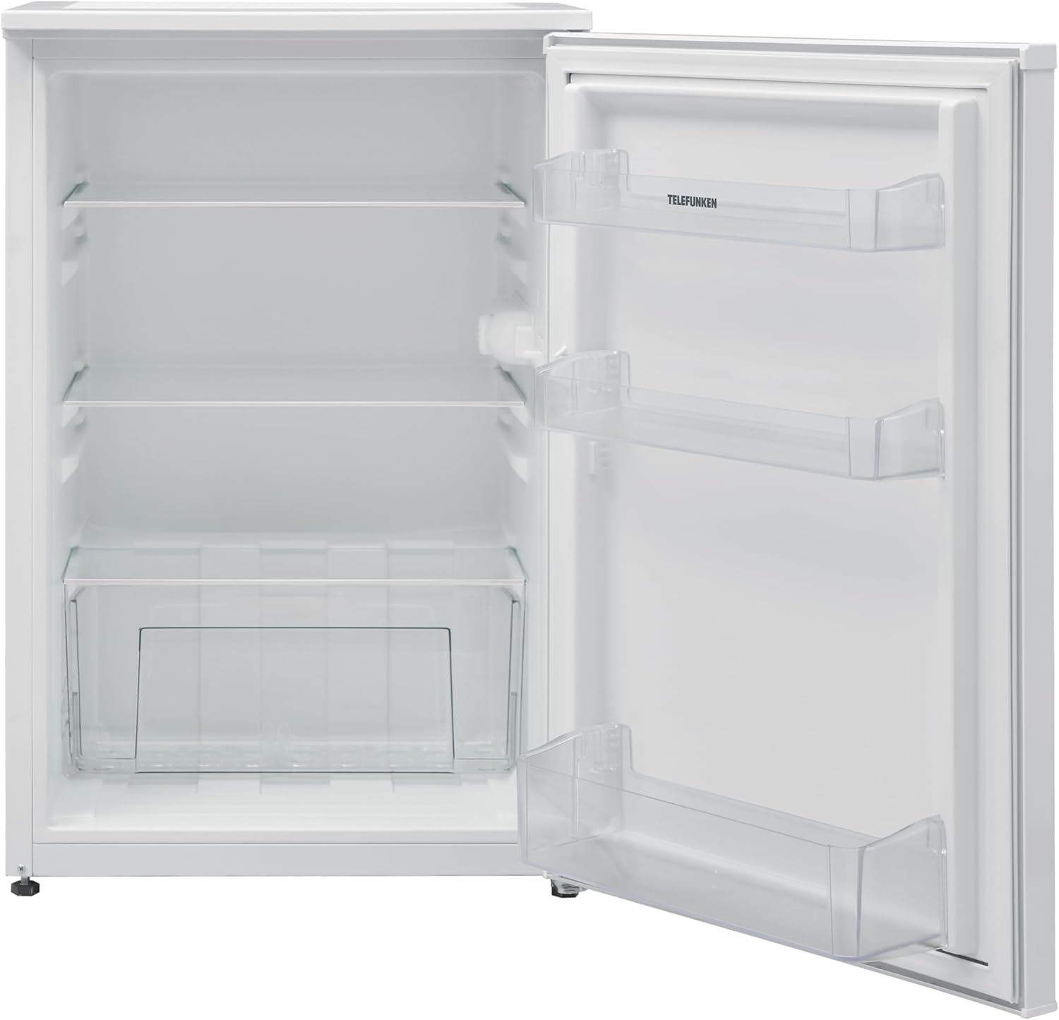 TELEFUNKEN Kühlschrank ohne Gefrierfach | Freistehend | 135 Liter Nutzinhalt | Kühlschrank klein mit Gemüsefach | LED-Beleuchtung | Türanschlag wechselbar | C-135-100-W weiß
