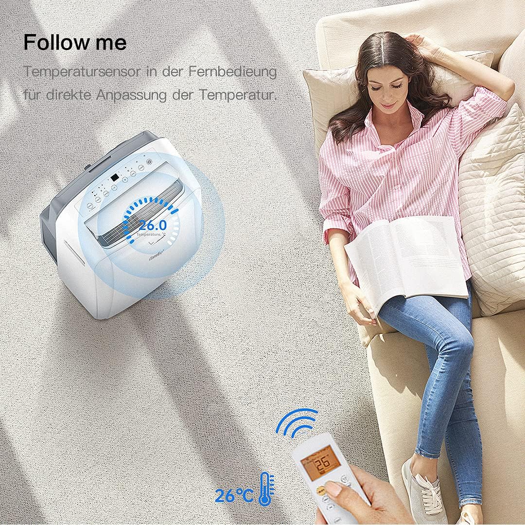 Comfee Mobiles Klimagert Easy Cool 2.0, 7000 BTU 2,0kW, Kühlen&Ventilieren&Entfeuchten, Raumgre bis 68m(25㎡), APP-Steuerung/Alexa/Google Home/IFTTT, Mobile Klimaanlage mit Abluftschlauch