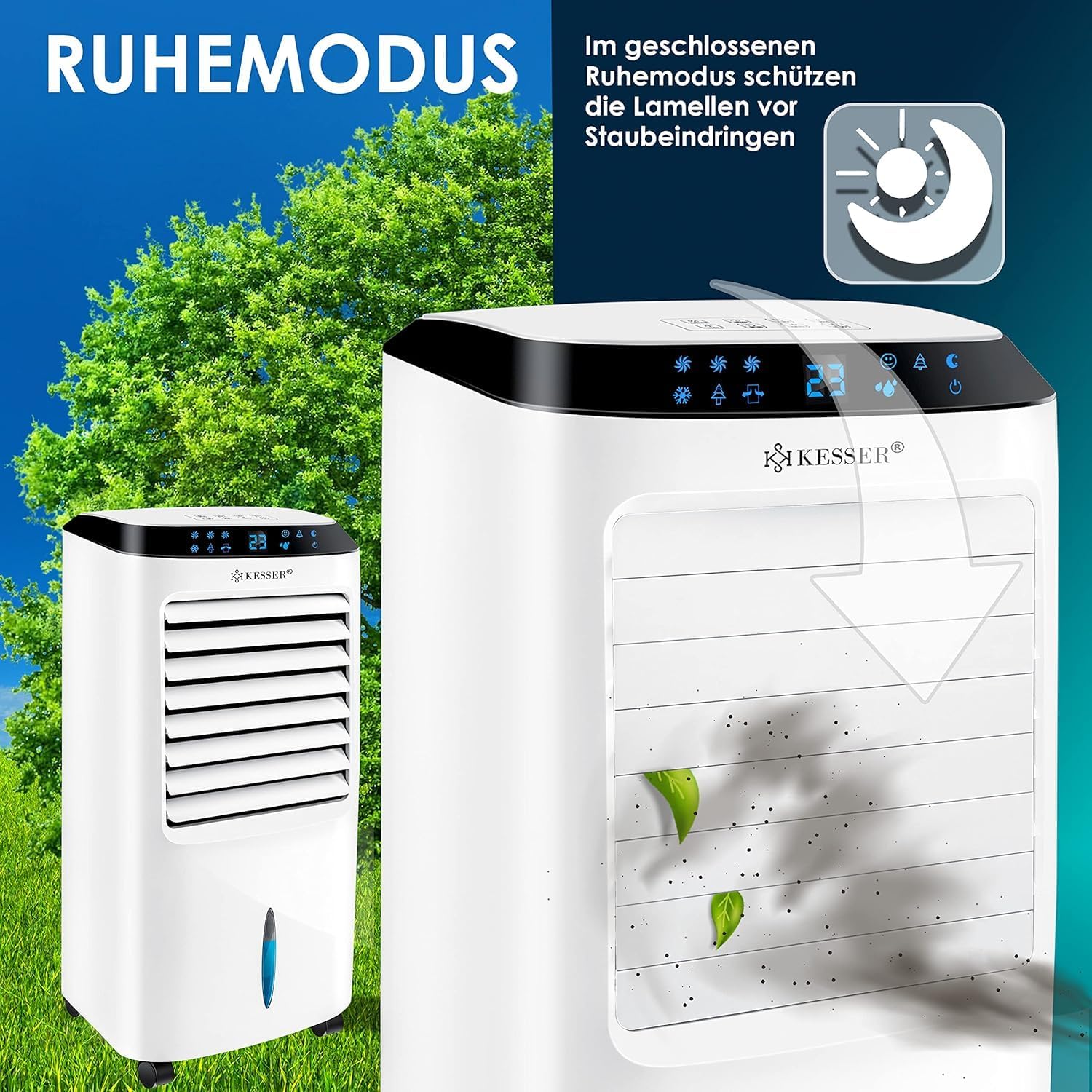 KESSER 4in1 Mobile Klimaanlage | Fernbedienung | Klimagert | Ventilator Klimaanlage | Timer | 3 Stufen | Ionisator Luftbefeuchter | Luftkühler |