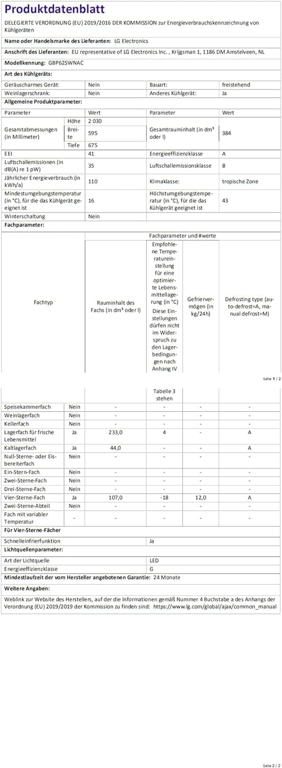 LG GBP62MCNAC Kühl-Gefrierkombi – 384 L, Energieeffizienz A, Total NoFrost, DoorCooling+, niedriger Geräuschpegel, modernes Design in Anthrazit Schwarz, 59,5 x 67,5 x 203 cm