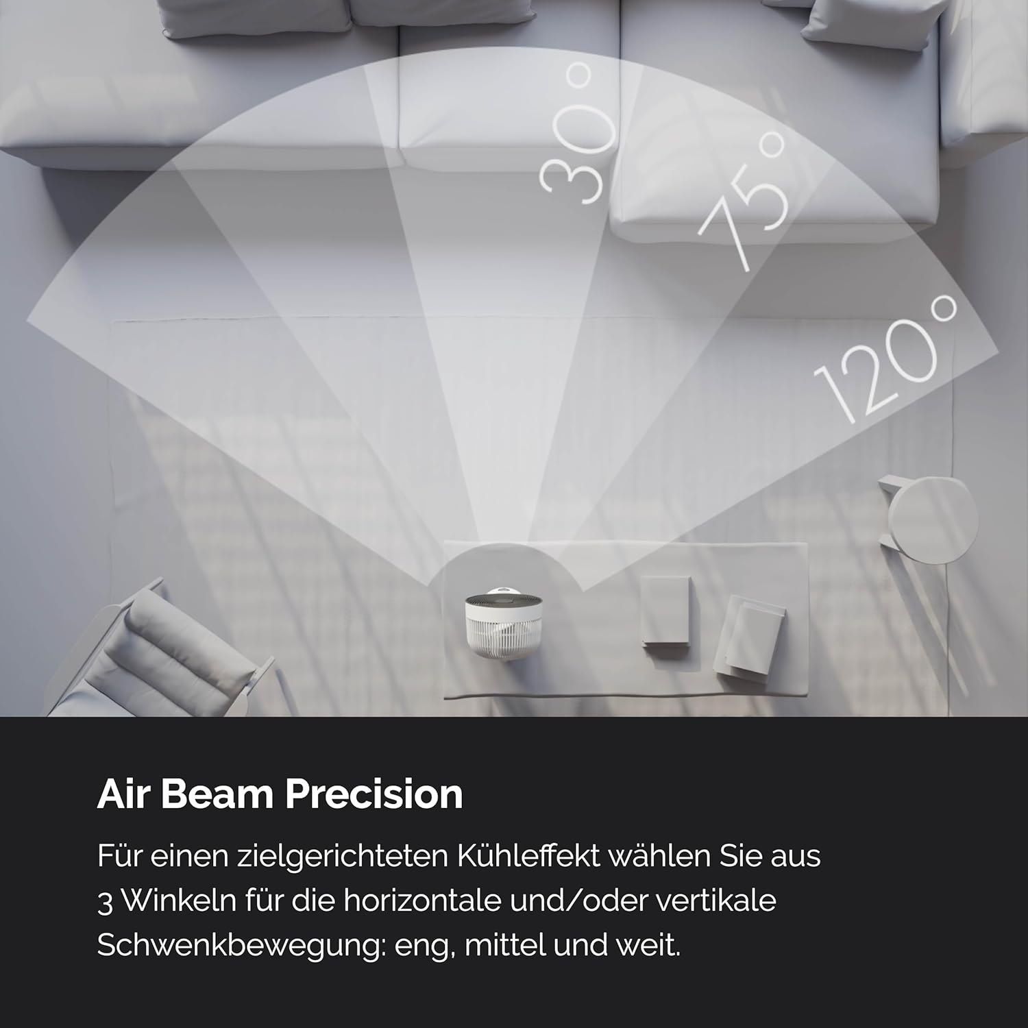 MEACO MeacoFan Sefte® Tischventilator - 10 Luftumwälzer mit 12 Geschwindigkeiten - Horizontale und vertikale Oszillation - 3 Oszillationsbereiche - Ultraleise, ferngesteuerte Kühlung, Schwarz