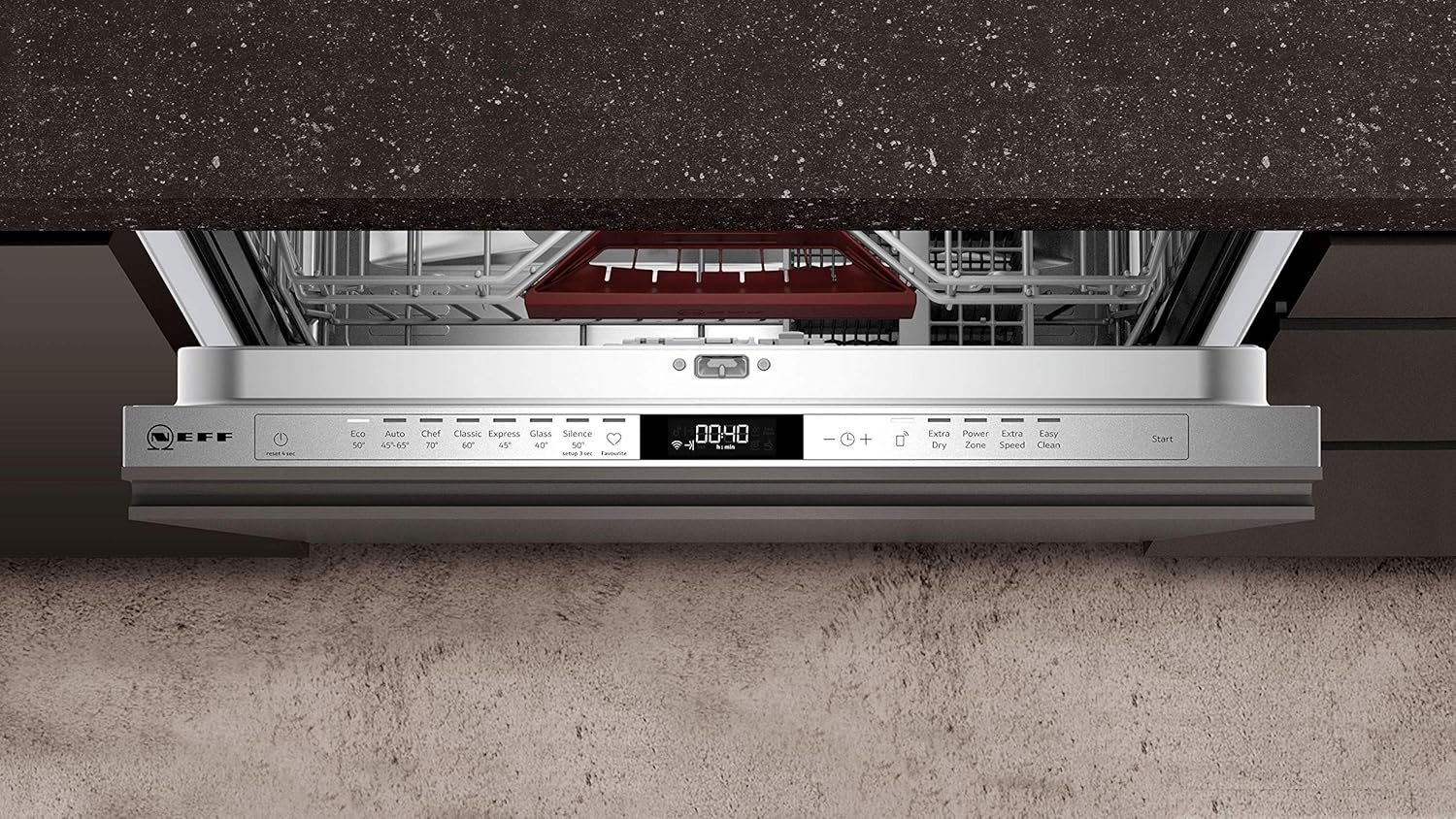 NEFF S157YCX03E, N 70, Smarter Geschirrspüler Vollintegriert, 60 cm, Besteckschublade, Made in Germany, Zeolith-Trocknung, besonders leise Spülmaschine, höhenverstellbarer Oberkorb, starker Sprühdruck