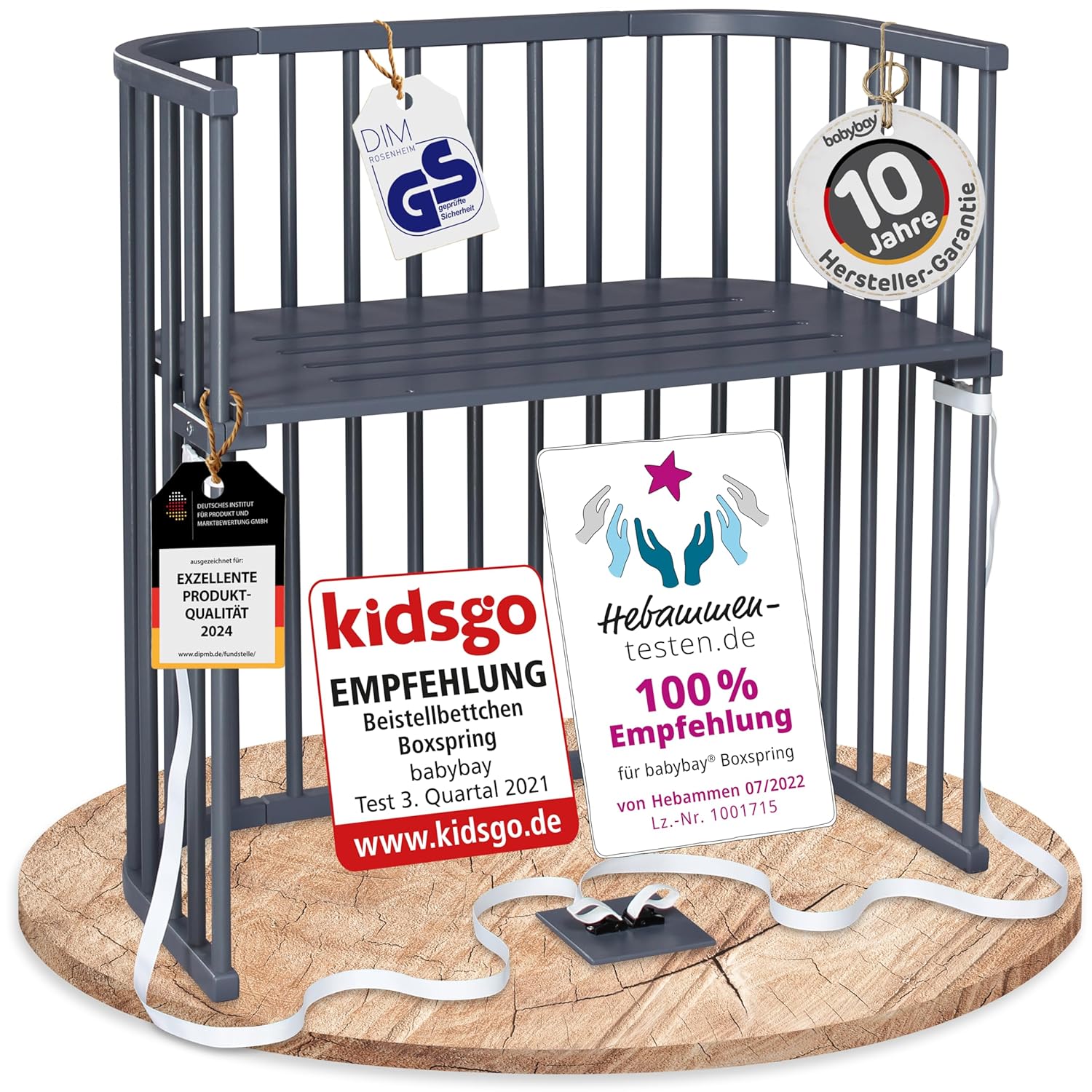 babybay Original Beistellbett aus massivem Buchenholz / kompakt & verwandelbar / Kinderbett Höhe stufenlos verstellbar & umweltfreundlich / mitwachsendes Babybett (weiß lackiert) / inkl. Matratze