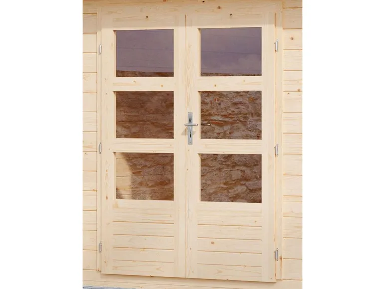 Karibu Gartenhaus »Carlos«, Satteldach, Witterungsschutz, Tür mit 3 Lichtausschnitten