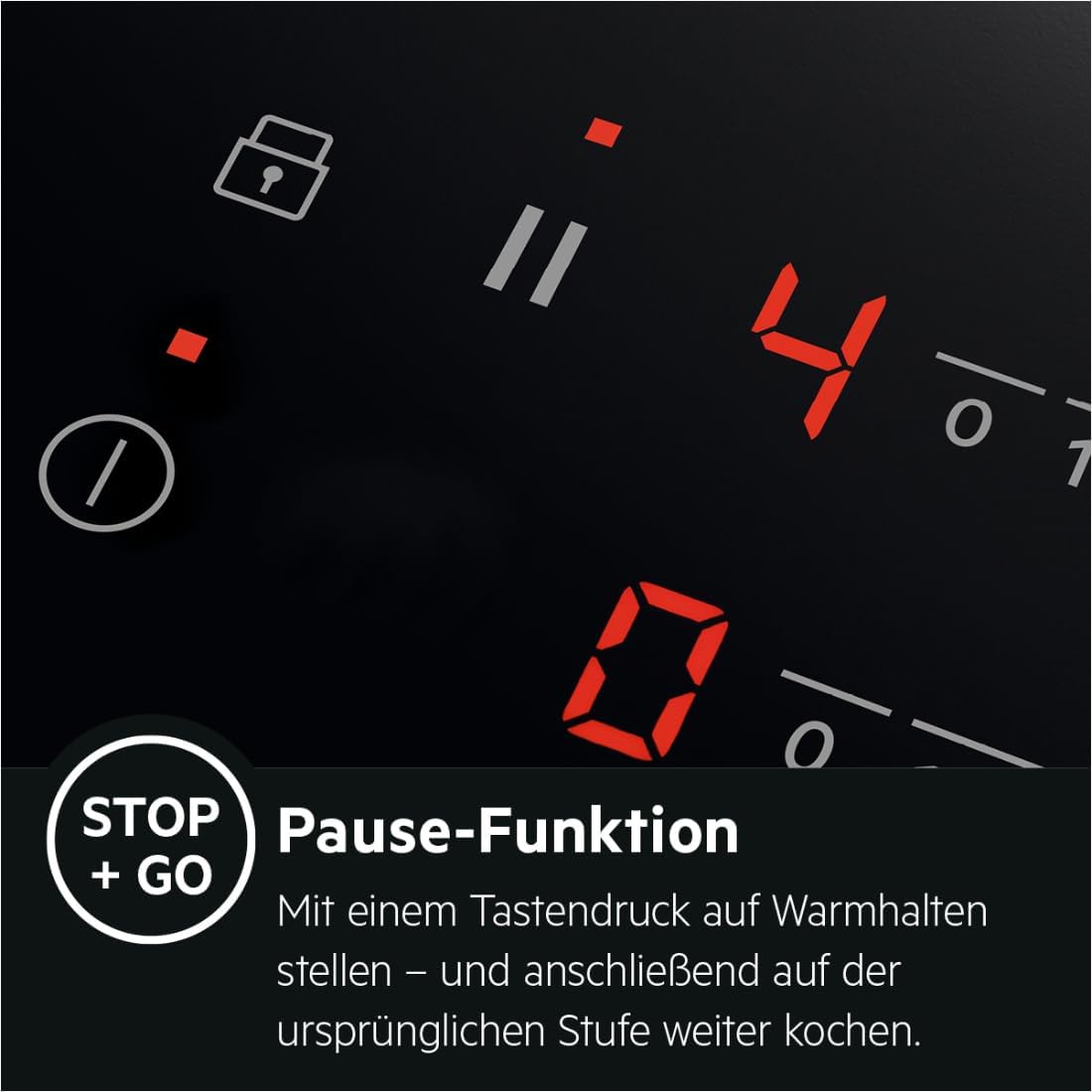 AEG IKE84441XB Autarkes Kochfeld / Herdplatte mit Touchscreen, Topferkennung & Hob²Hood-Funktion / Induktionskochplatte / 4 Kochzonen / Edelstahlrahmen / 80 cm Schwarz