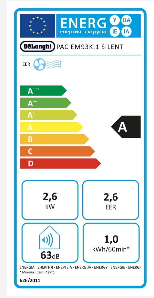 De'Longhi Pinguino PAC EL112 CST WiFi, Mobile Klimaanlage mit MyEcoRealFeel-Technologie für Räume bis zu 110 m³,11.000 BTU/h, 2,9 kW, 63 dB, Entfeuchtungsfunktion, A+, App- und Sprachsteuerung, Weiß