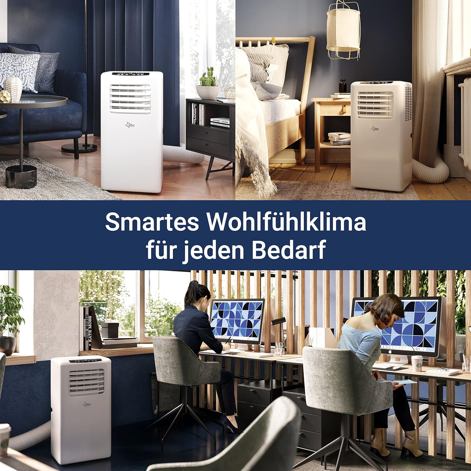 SUNTEC Mobiles Klimagerät Impuls 2.6 Eco R290 – Klimaanlage mobil und leise mit Abluftschlauch – Kühler & Entfeuchter für Räume bis 34 qm – Mobile Kühlung für Wohnung & Büro – 9.000 BTU | 2600 Watt
