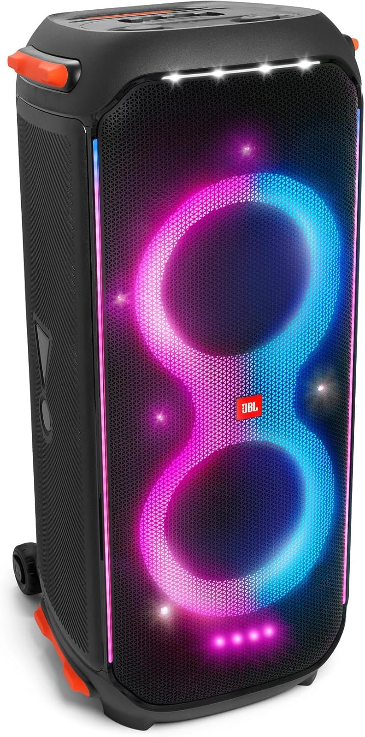 JBL PartyBox 710 - Schwarz – Trag - und rollbarer Bluetooth Party-Lautsprecher mit Lichteffekten – Spritzwassergeschützte, mobile Musikbox