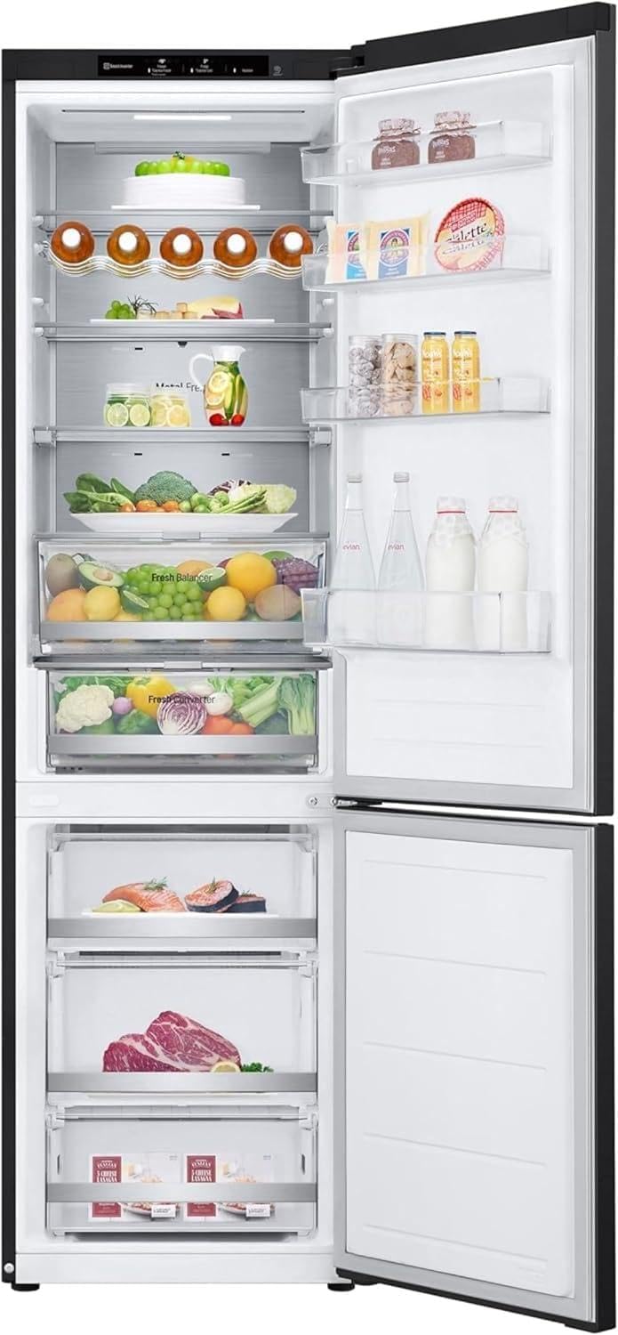 LG GBV22NCCEP Kühl-/Gefrierkombination – Smart Inverter Compressor, Total No Frost, Modern Flat Door Design, Matt Schwarz Metallic, Energieeffizienz A