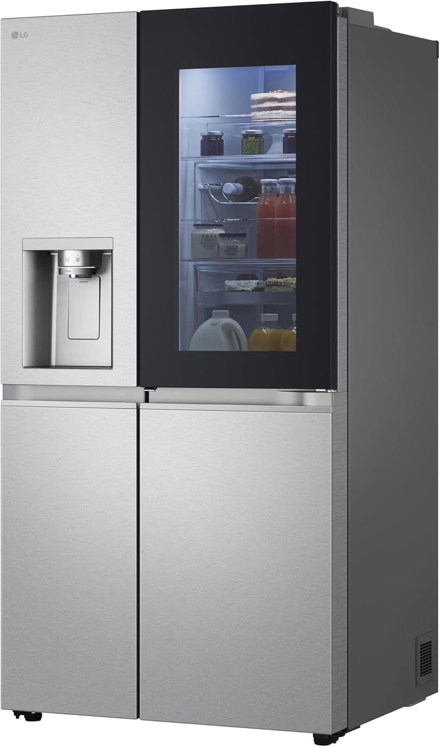 LG GSGV81PYLL Side by Side Kühlschrank, Klasse E, 635 L, Instaview, Kühlschrank mit Gefrierfach, Eis-, Crushed Ice- Wasserspender, Total NoFrost, Smart Inverter Kompressor, Wi-Fi