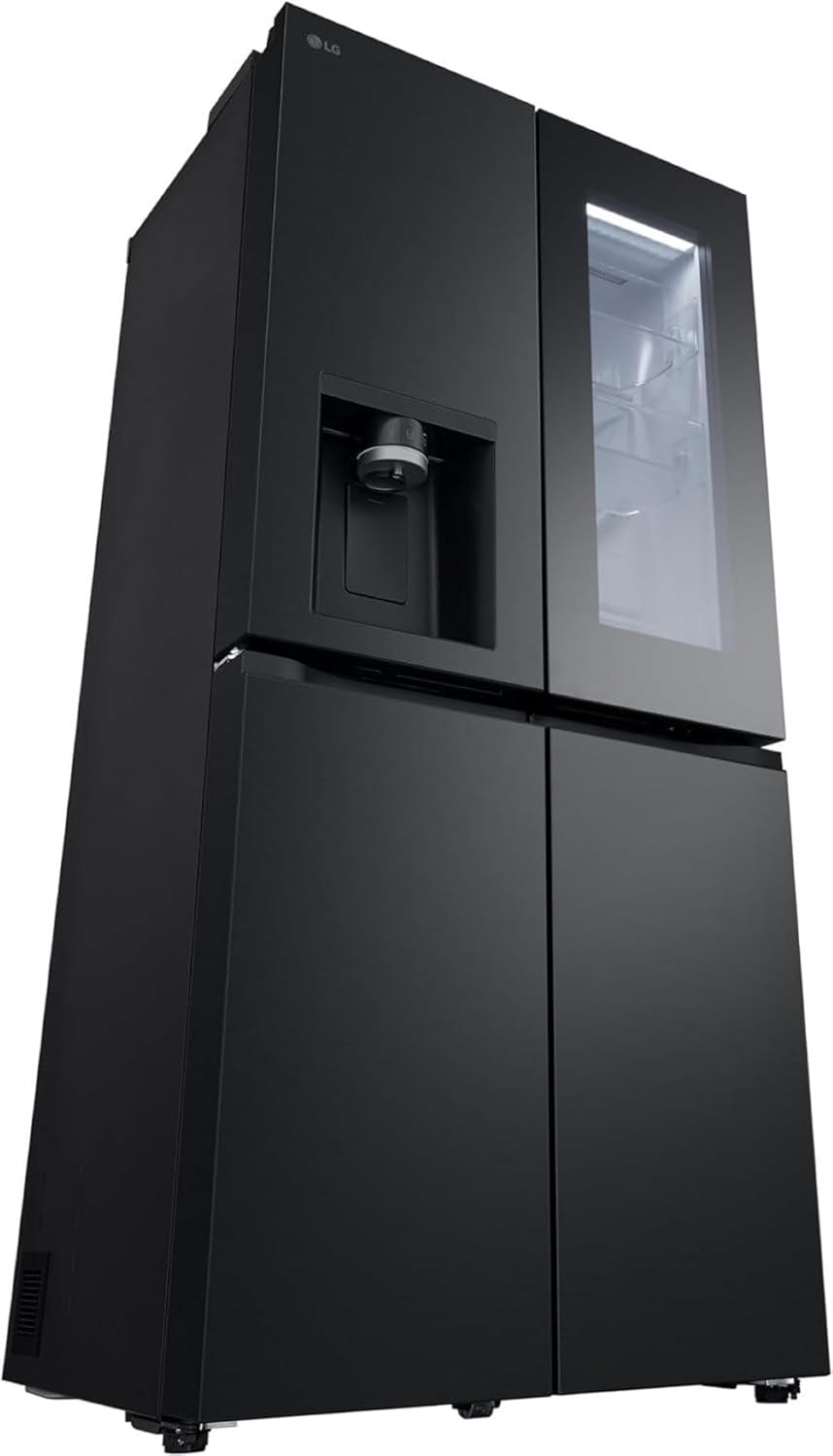 LG GMG861EPAE InstaView SLIM Multi-Door, Klasse E, 508 L, Kühlschrank mit Gefrierfach, Eis-, Crushed Ice- Wasserspender mit UVnano, Total NoFrost, Smart Inverter Kompressor, Wi-Fi, Farbe Matte Black