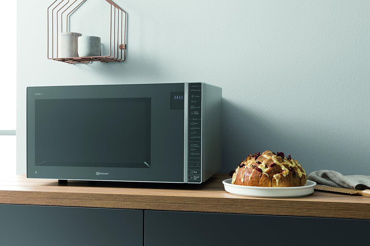 Bauknecht MW 304 M/ Kombination Grill und Mikrowelle/ 900 W/ 30 L Garraum/ Quartz Grill 1050 W/ Dampfgarfunktion/ AutoClean/ Joghurt-Funktion/ Schmelzfunktion/ Warmhalte-Funktion, Edles Schwarz