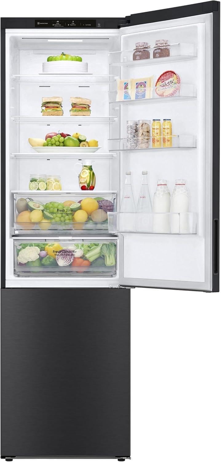 LG GBV22NCCEP Kühl-/Gefrierkombination – Smart Inverter Compressor, Total No Frost, Modern Flat Door Design, Matt Schwarz Metallic, Energieeffizienz A