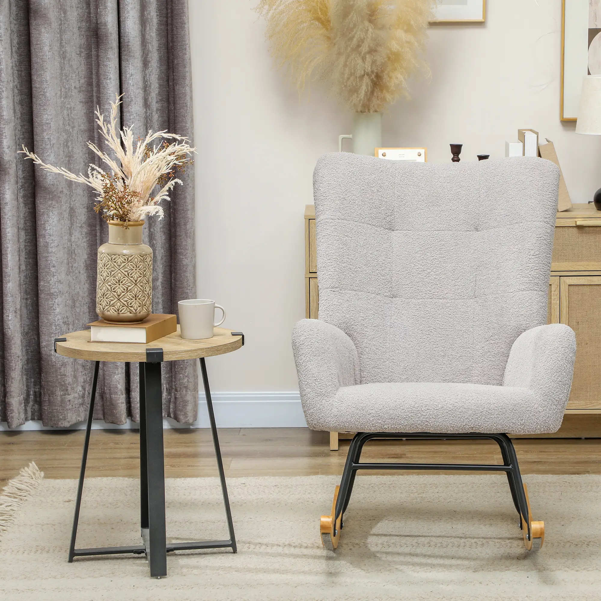 HOMCOM Schaukelstuhl Schaukelsessel sanft schaukelnd extra gepolstert