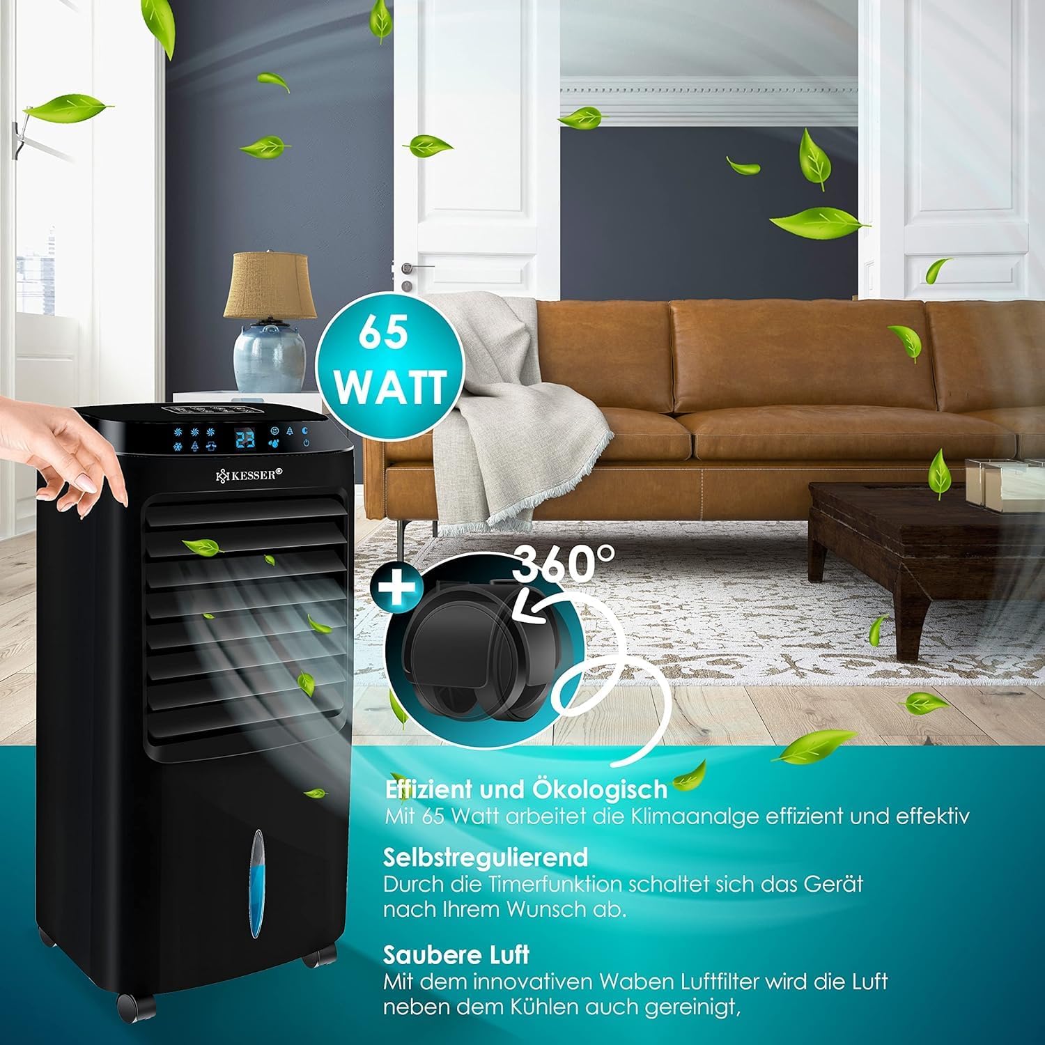 KESSER 4in1 Mobile Klimaanlage | Fernbedienung | Klimagert | Ventilator Klimaanlage | Timer | 3 Stufen | Ionisator Luftbefeuchter | Luftkühler |