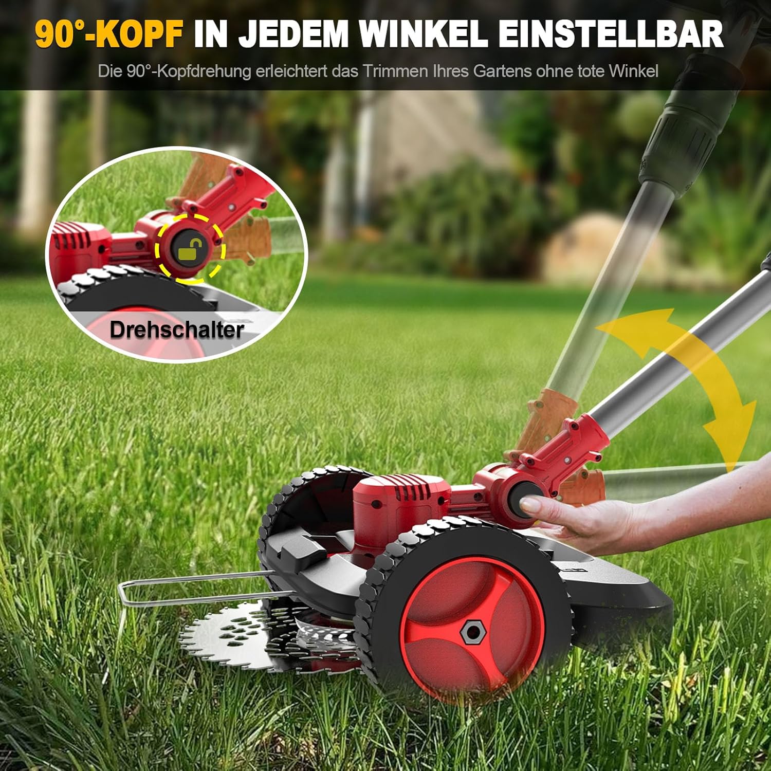 SHJICH Rasentrimmer mit Akku, 4-in-1 Multifunktion akku rasentrimmer für Makita Akku, 8000mAh freischneider mit unkrautbürste, 21V Akku Freischneider, 100~145cm Teleskop-Stiel, für Garden Trimmen