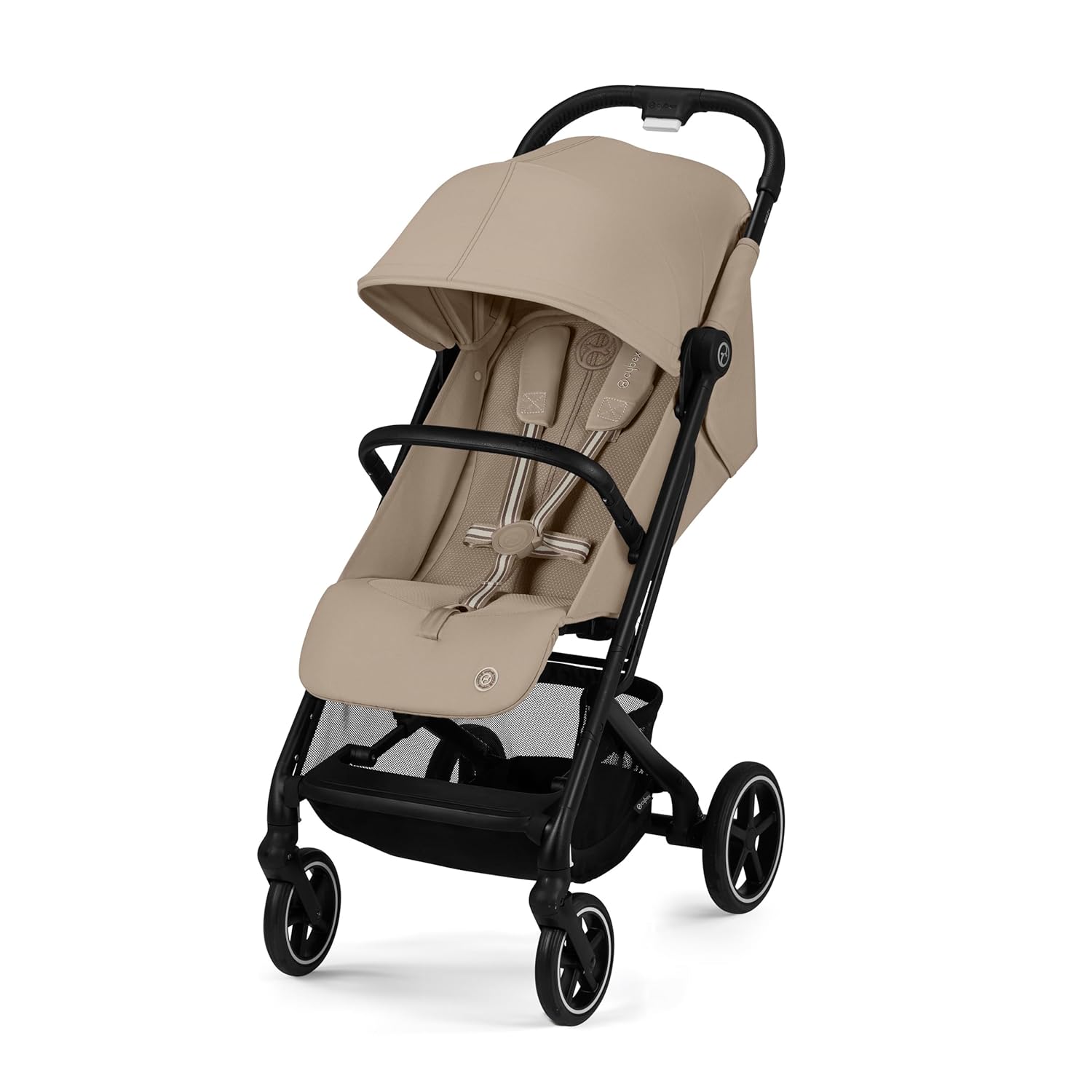 Cybex Gold Kinderwagen Beezy mit One-Pull Harness, Ab Geburt bis ca. 4 Jahre (max. 22 kg), Kompakt und ergonomisch, Magic Black (Schwarz mit schwarzem Rahmen)