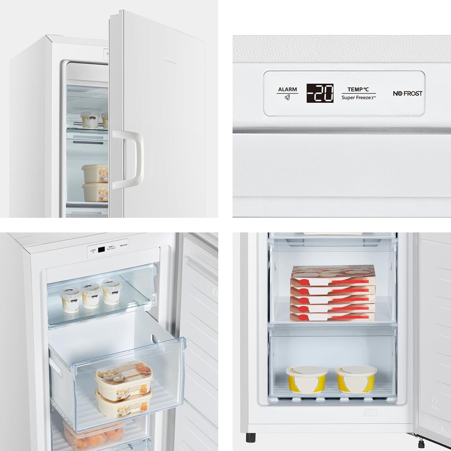 Hisense FV191N4AW2 Gefrierschrank/ TotalNoFrost/ SuperFreeze/ Türalarm/ Multiflow 360°/ BigBox/ 143,4 cm/ Gefrierteil 147 l/ 41 dB/ 205 kWh/Wei