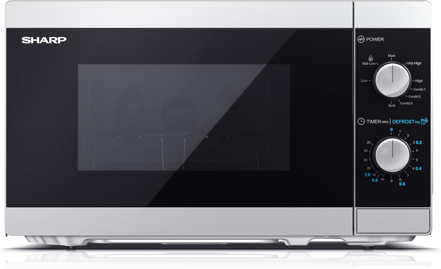 SHARP MG81ES Mikrowelle mit Grill (Mikrowelle: 900W, Grill: 1100W, 11 Leistungsstufen, Auftaufunktion, Abmessungen: 512x300x396cm, Emaille-Keramik-Garraum mit antibakteriellen Eigenschaften), silber