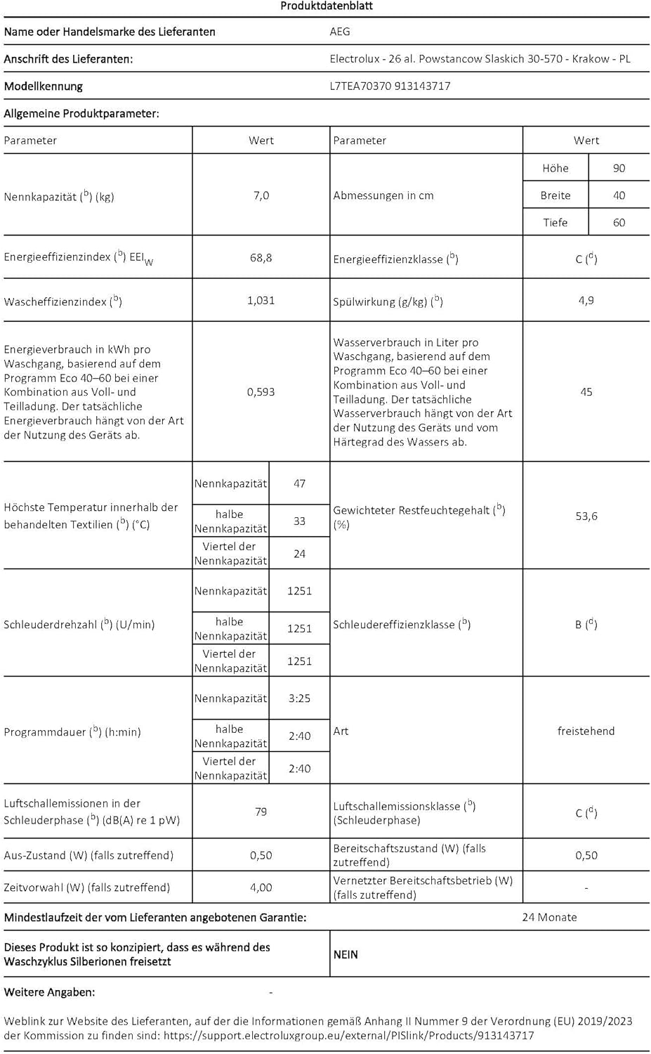 AEG LTR7A71370 Waschmaschine Toplader / Serie 7000 mit ProSteam / ProSteam - Auffrischfunktion / 7,0 kg / Leise / Mengenautomatik / Nachlegefunktion / Wasserstopp / 1300 U/min