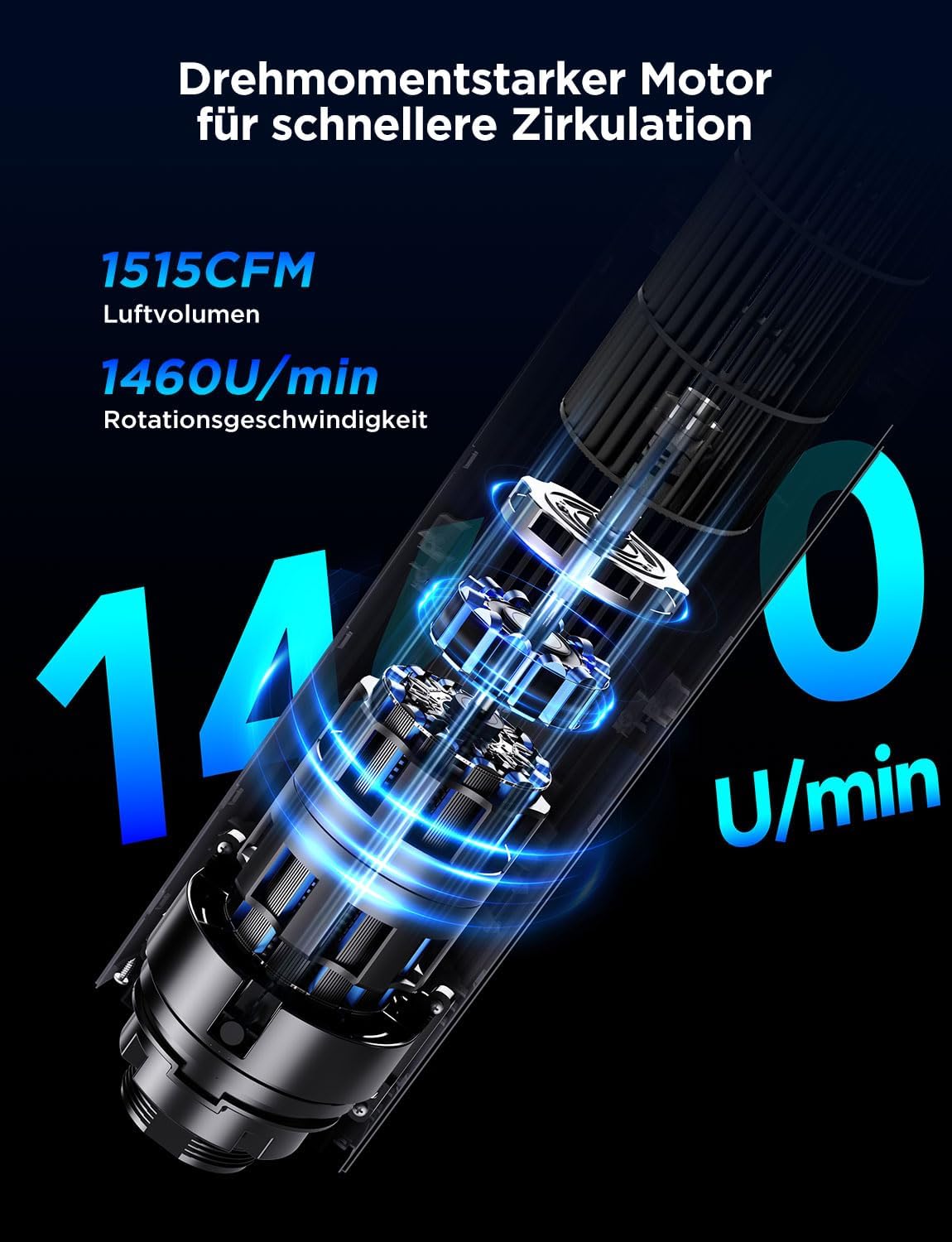 GoveeLife 27 dB leiser Ventilator, 12 Geschwindigkeiten bis zu 8 m/s, 5 Modi, 24-Stunden-Timer, intelligenter Turmventilator mit 150°-Oszillation, APP- und Sprachsteuerung für Zuhause, schwarz