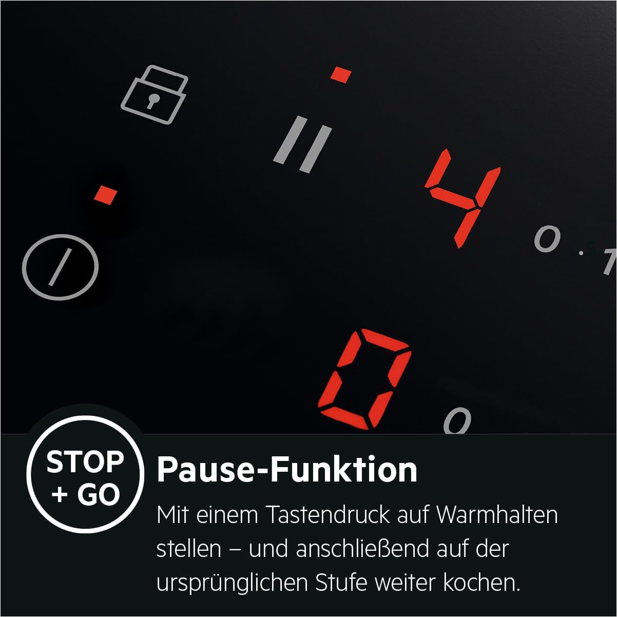 AEG IKE84441XB Autarkes Kochfeld / Herdplatte mit Touchscreen, Topferkennung & Hob²Hood-Funktion / Induktionskochplatte / 4 Kochzonen / Edelstahlrahmen / 80 cm Schwarz