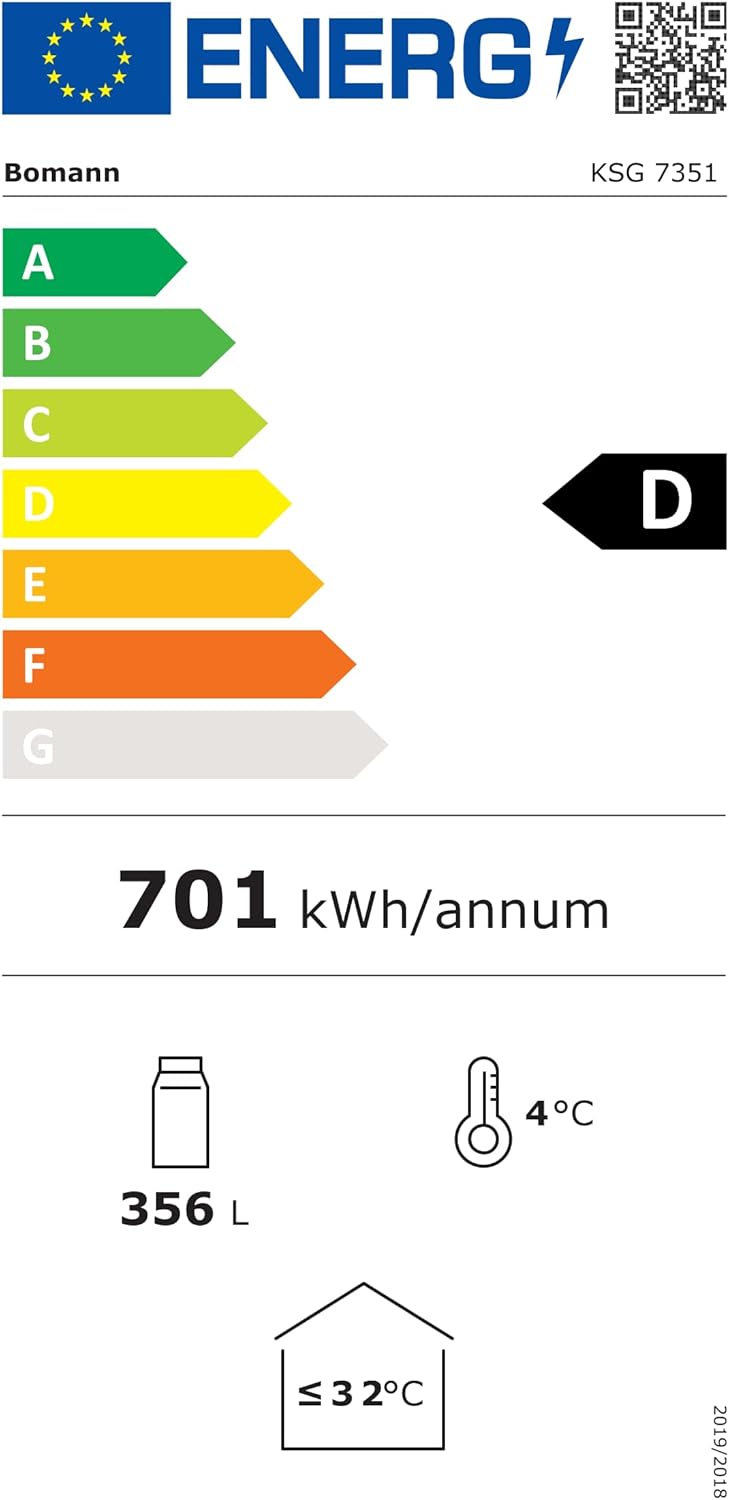 Bomann Kühlschrank mit Glastür | Getränkekühlschrank abschließbar | 6 höhenverstellbare Ablagen | 30kg je Ablage | 347 Liter | Kühlschrank groß | Flaschenkühlschrank m. LED-Licht | KSG 7351 schwarz