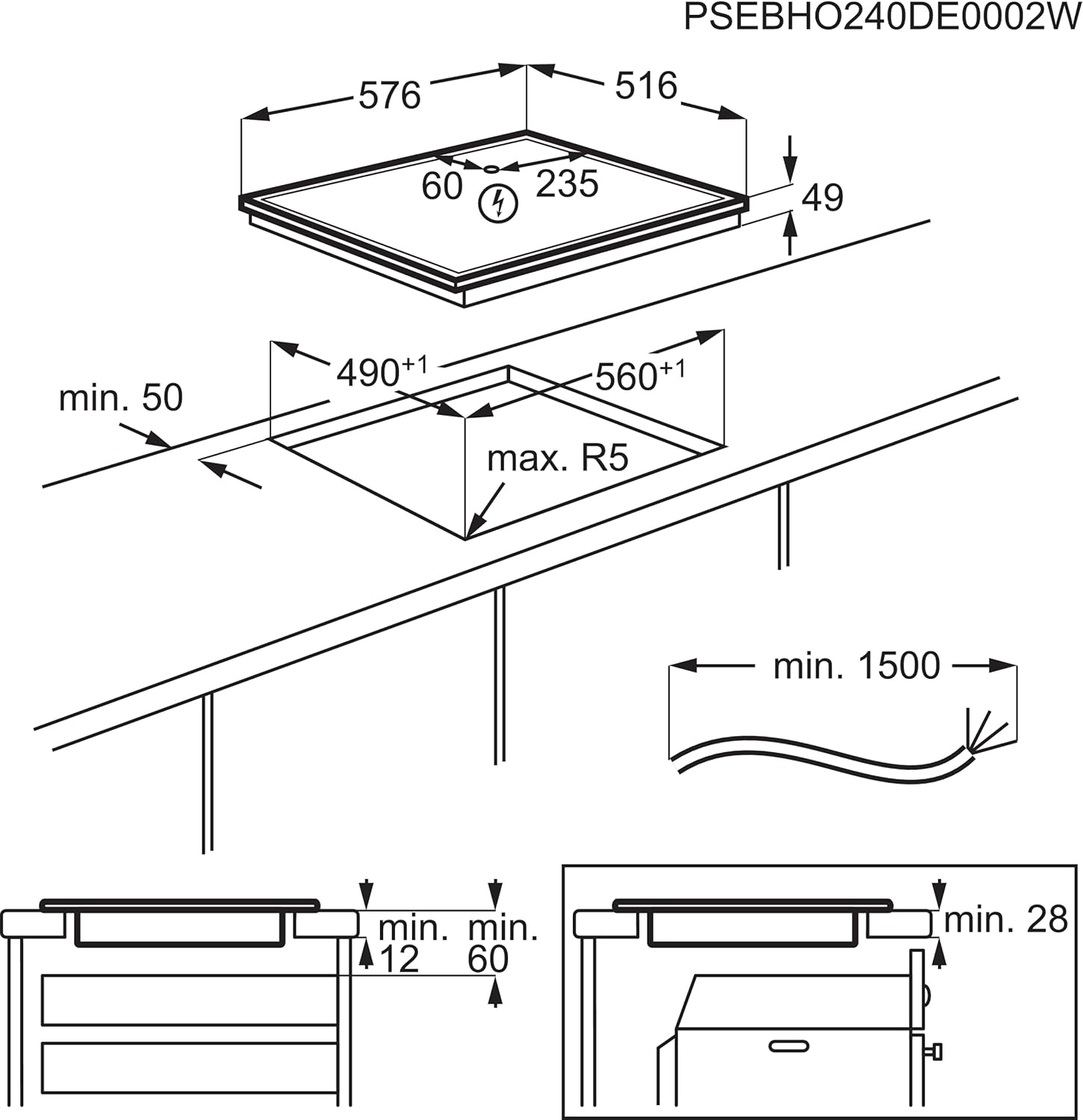 AEG IKE84441XB Autarkes Kochfeld / Herdplatte mit Touchscreen, Topferkennung & Hob²Hood-Funktion / Induktionskochplatte / 4 Kochzonen / Edelstahlrahmen / 80 cm Schwarz