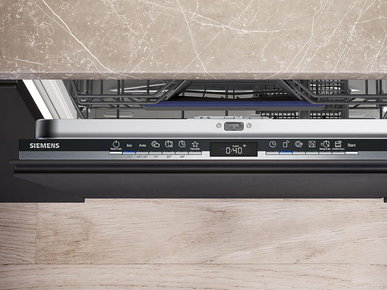 Siemens SN63EX14VE, iQ300 Smarter Geschirrspüler, Vollintegrierte Spülmaschine mit Besteckschublade, 60 cm, Auto Türöffnung dank autoOpen dry, Besonders leise durch iQdrive-Motor, infoLight aquaStop