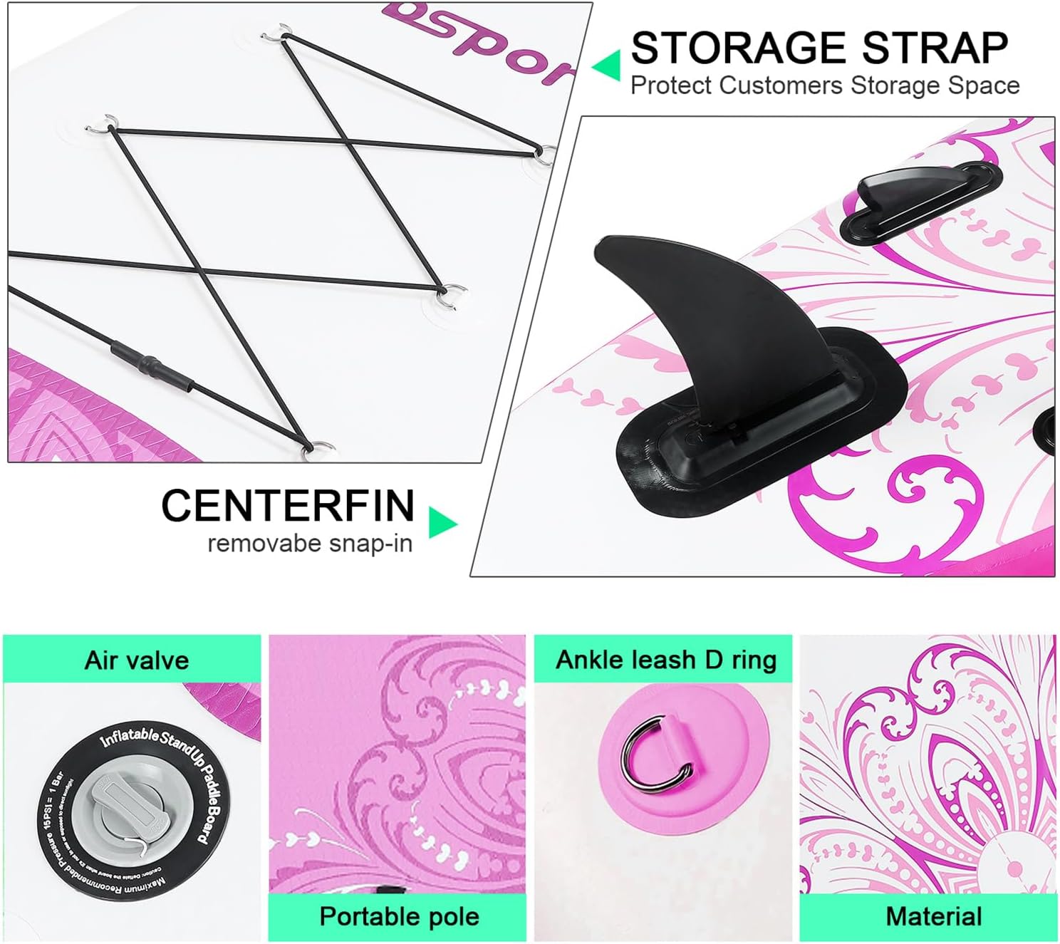 Premium-Stand-Up-Paddle-Board, Yoga-Board mit strapazierfähigem SUP-Zubehör und Tragetasche | Breiter Stand, Surf-Kontrolle, rutschfestes Deck, Leine, Paddel und Pumpe für Jugendliche und Erwachsene