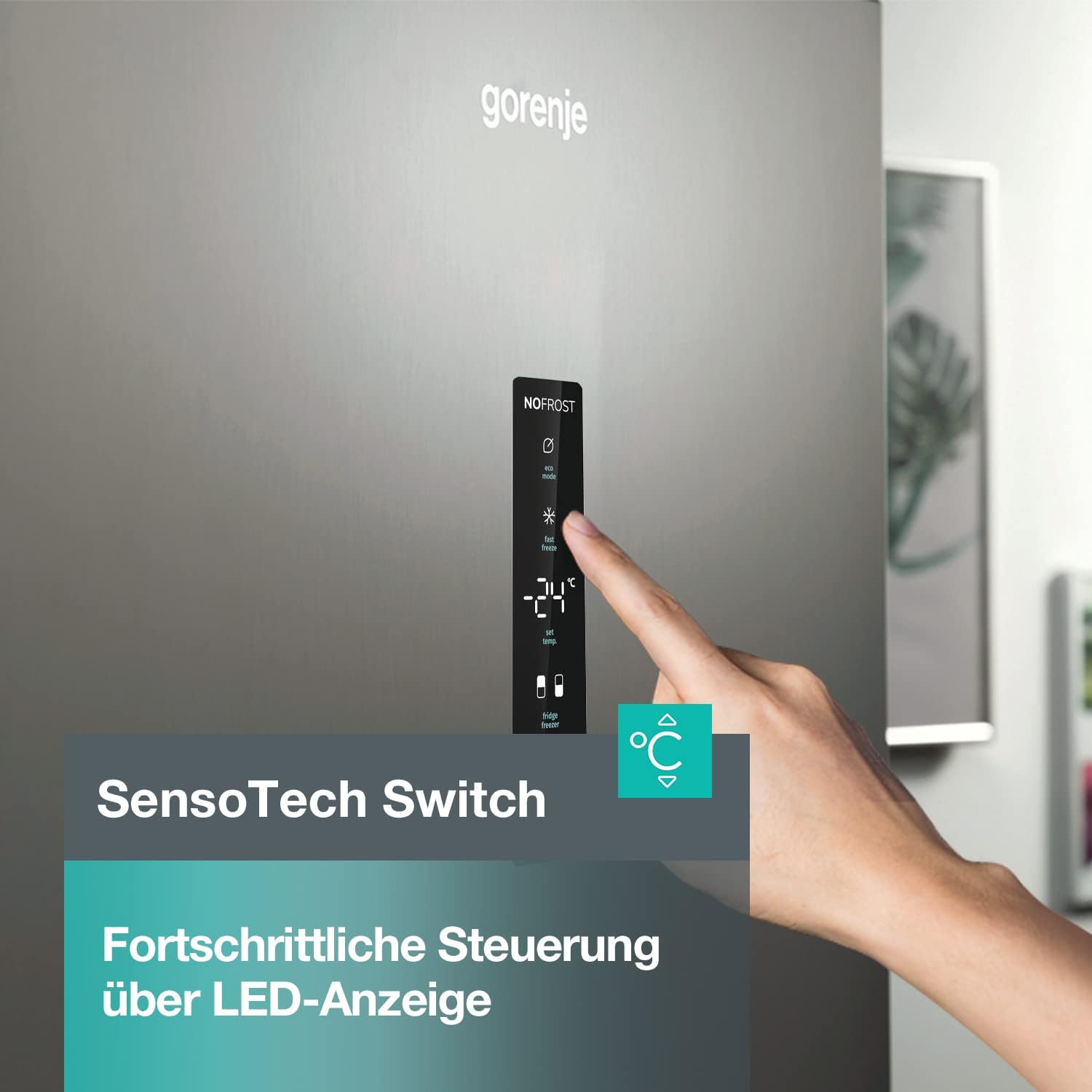 Gorenje N 619EAXL4 Kühl-Gefrier-Kombination/ LED Display/ 186 cm/ 300 l/ NoFrostPLus/ Gemüsefach mit Feuchteregler/ FastFreeze/ edelstahl