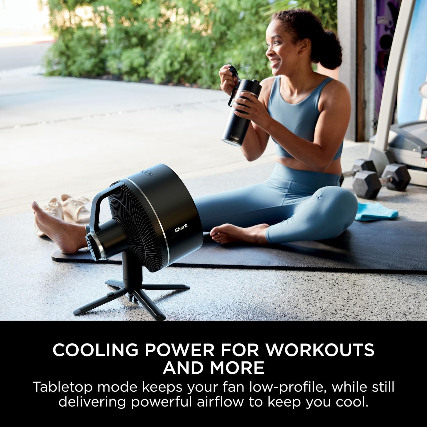Shark FlexBreeze 2-in-1-Ventilator mit hoher Geschwindigkeit, Hybrid-Ventilator mit Kabel und kabellos, für den Innen- und Außenbereich, mit Fernbedienung, Neigung, verstellbar, UV-beständig und